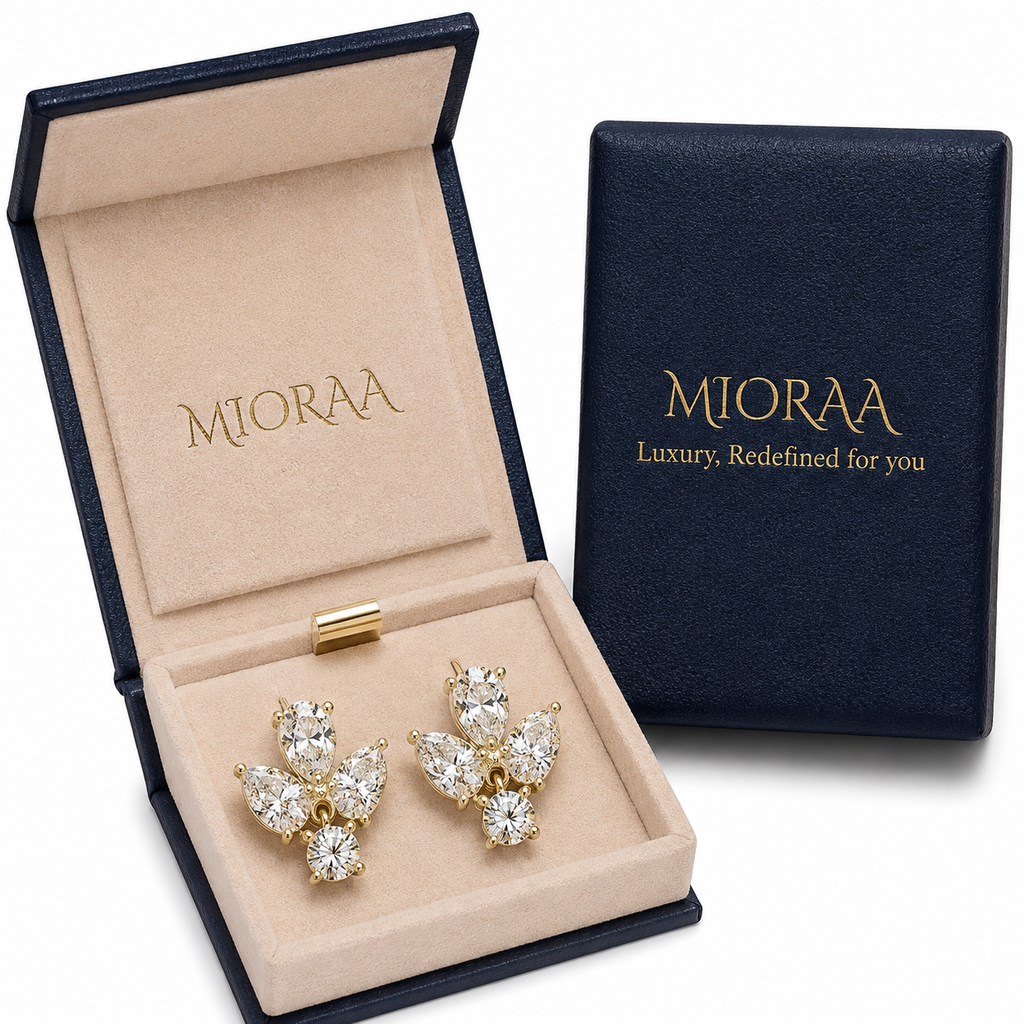 2.00 Carat Lab Grown Diamond Floral Pear & Round Drop Earrings, IGI Certified