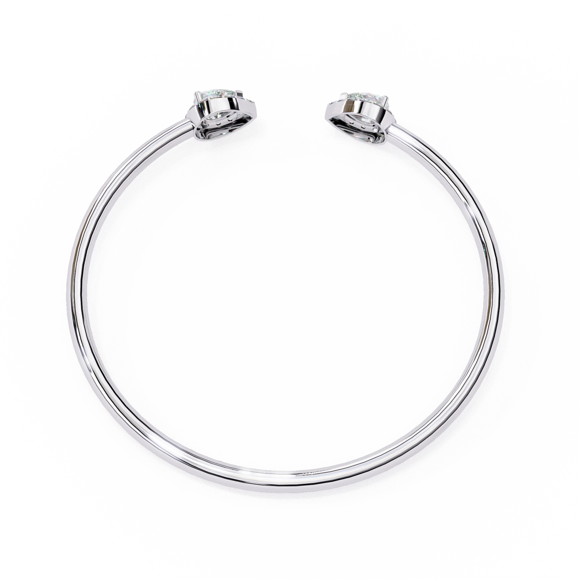 IGI Certified - 1/2 Ct. Lab Grown Diamond (VS/E-F) Duo Pear Diamond Halo Bypass Bangle Bracelet