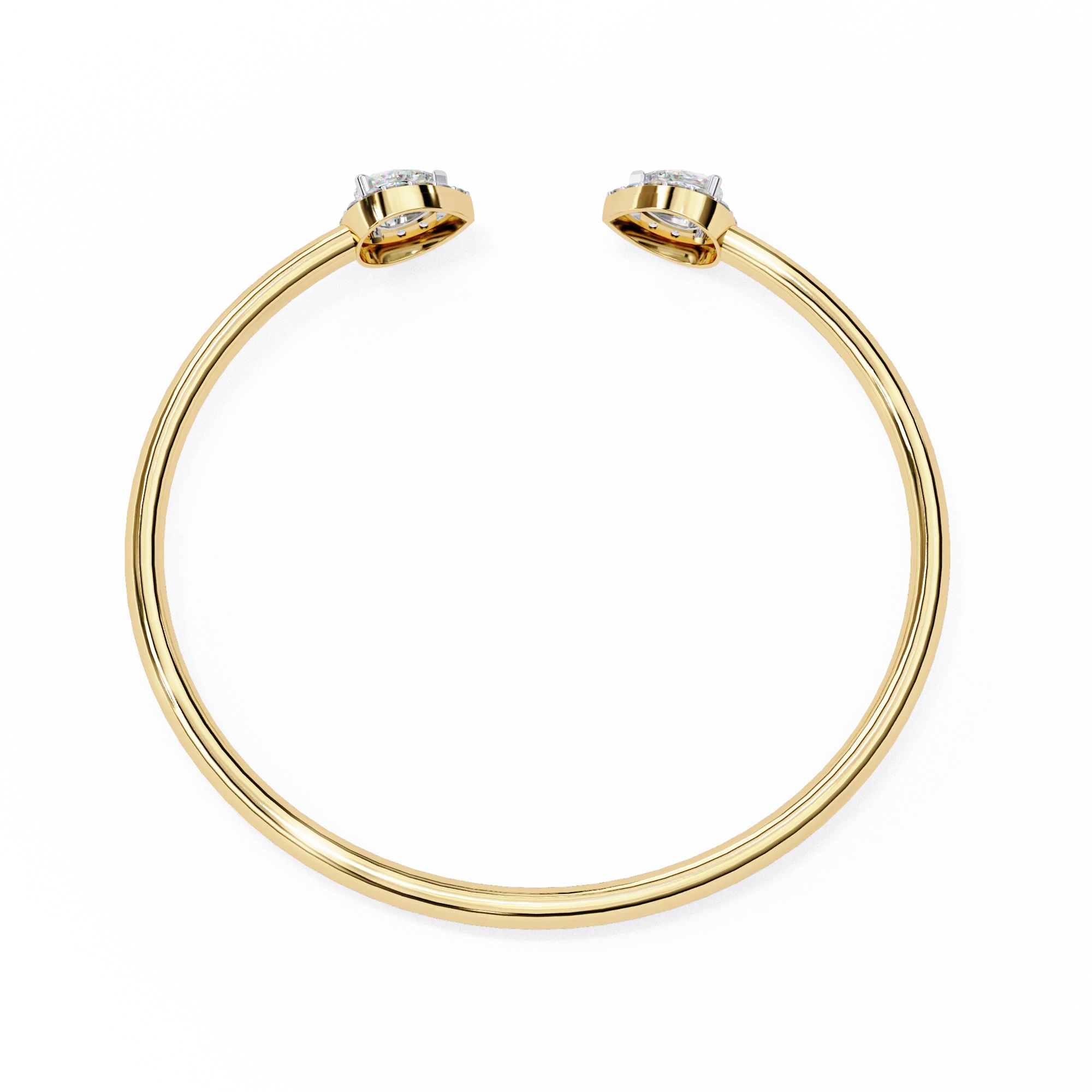 IGI Certified - 1/2 Ct. Lab Grown Diamond (VS/E-F) Duo Pear Diamond Halo Bypass Bangle Bracelet