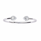 IGI Certified - 1/2 Ct. Lab Grown Diamond (VS/E-F) Duo Pear Diamond Halo Bypass Bangle Bracelet