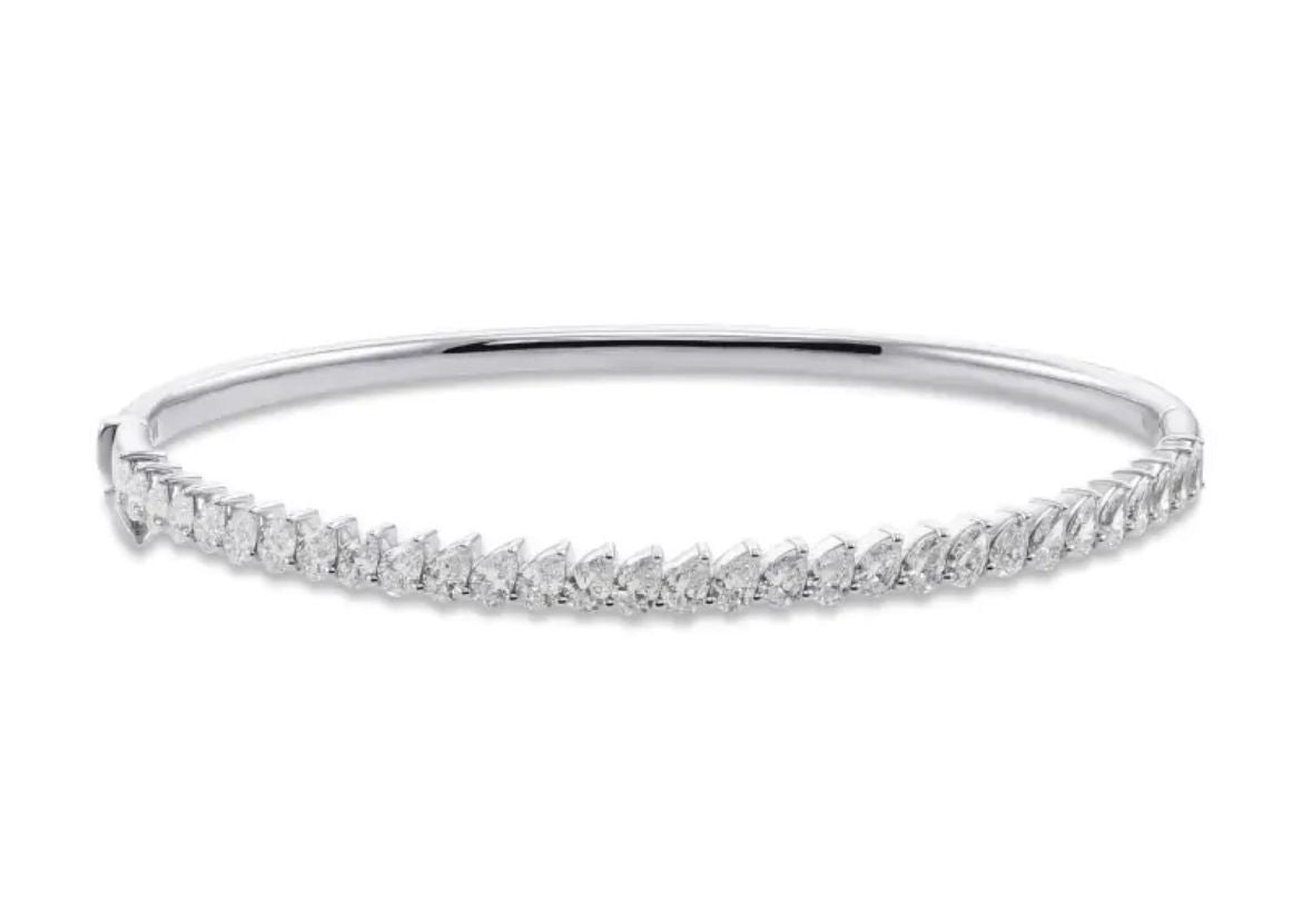 IGI Certified - 1/2 Ct. Lab Grown Diamond (VS/E-F) Luminous Pearl & Diamond Bypass Bangle Bracelet