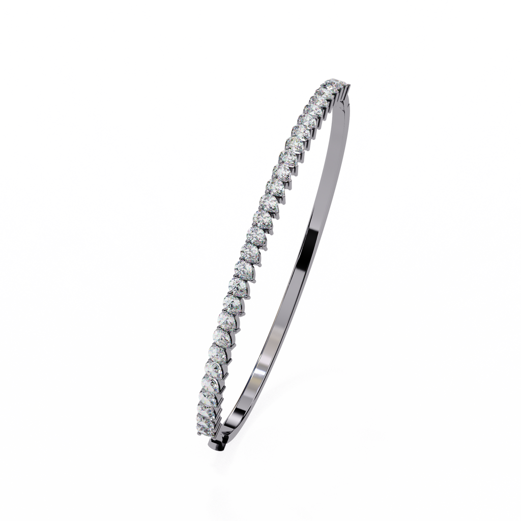 IGI Certified - 1/2 Ct. Lab Grown Diamond (VS/E-F) Luminous Pearl & Diamond Bypass Bangle Bracelet
