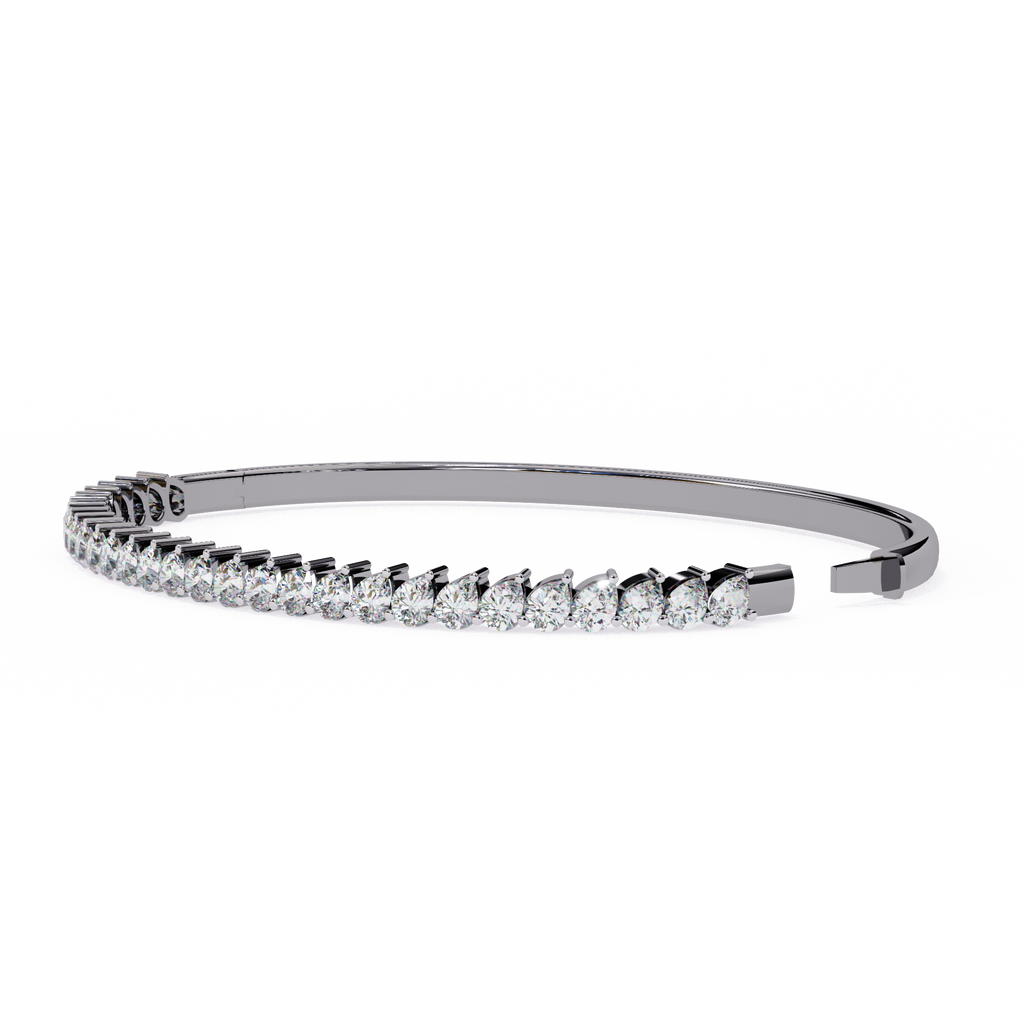 IGI Certified - 1/2 Ct. Lab Grown Diamond (VS/E-F) Luminous Pearl & Diamond Bypass Bangle Bracelet