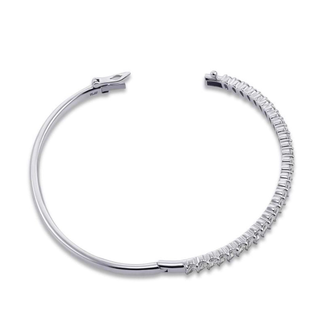 IGI Certified - 1/2 Ct. Lab Grown Diamond (VS/E-F) Luminous Pearl & Diamond Bypass Bangle Bracelet
