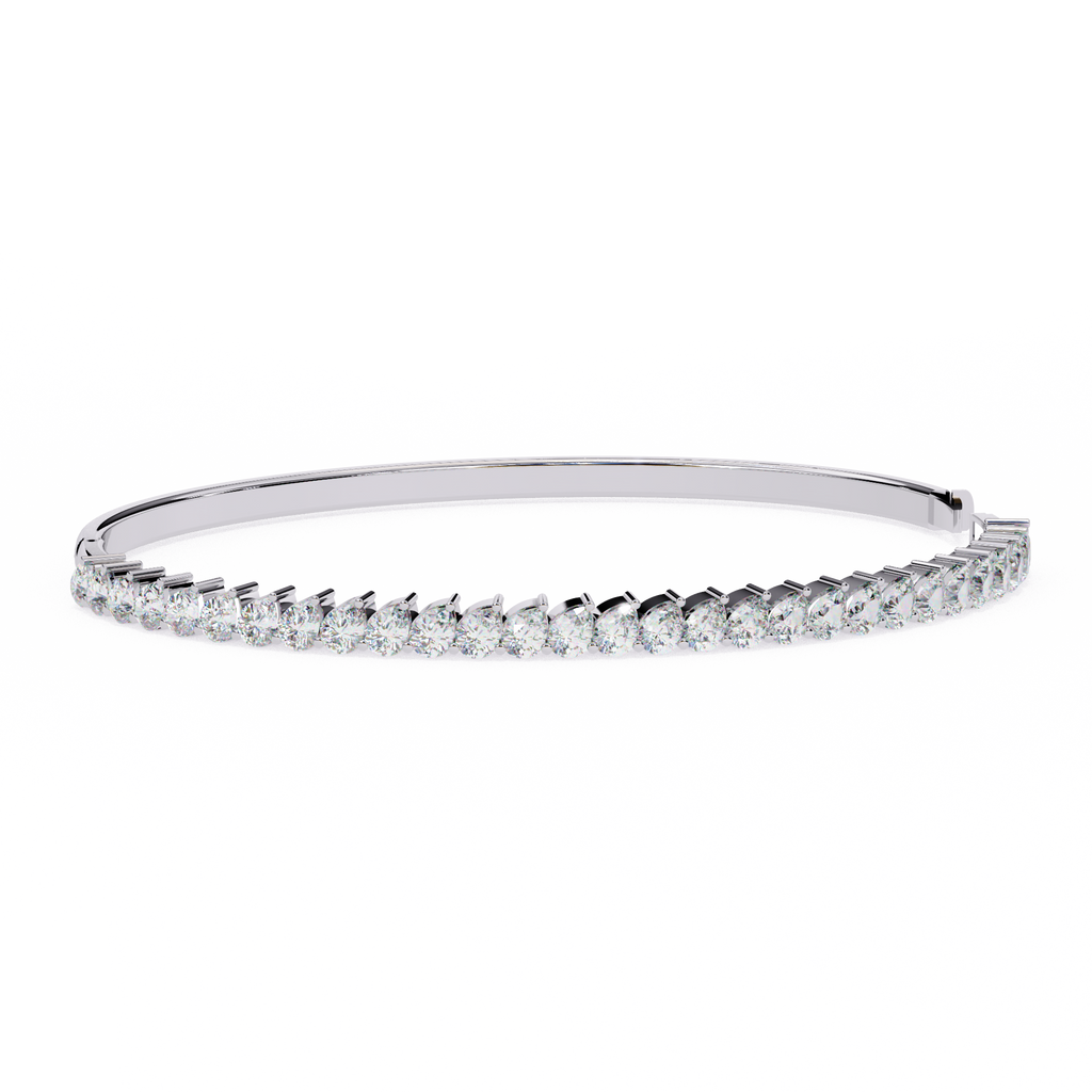 IGI Certified - 1/2 Ct. Lab Grown Diamond (VS/E-F) Luminous Pearl & Diamond Bypass Bangle Bracelet