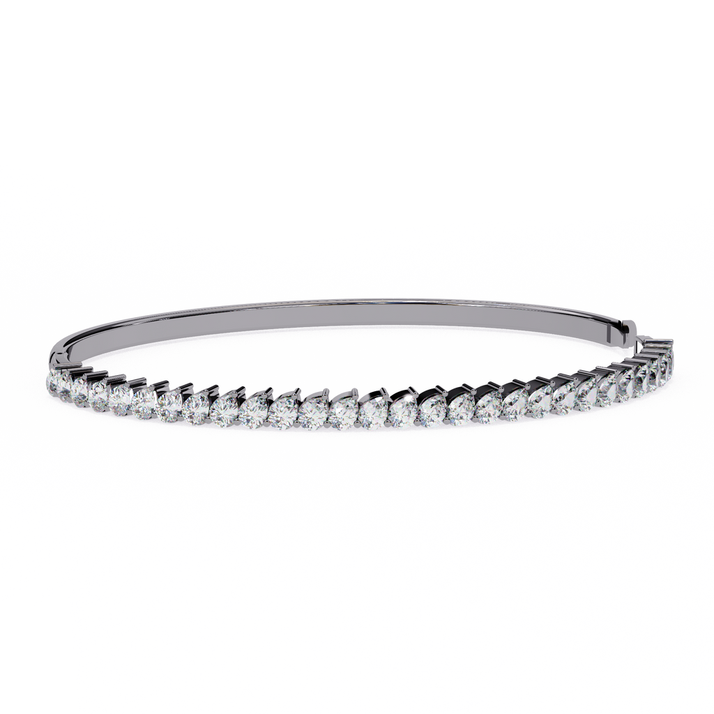 IGI Certified - 1/2 Ct. Lab Grown Diamond (VS/E-F) Luminous Pearl & Diamond Bypass Bangle Bracelet
