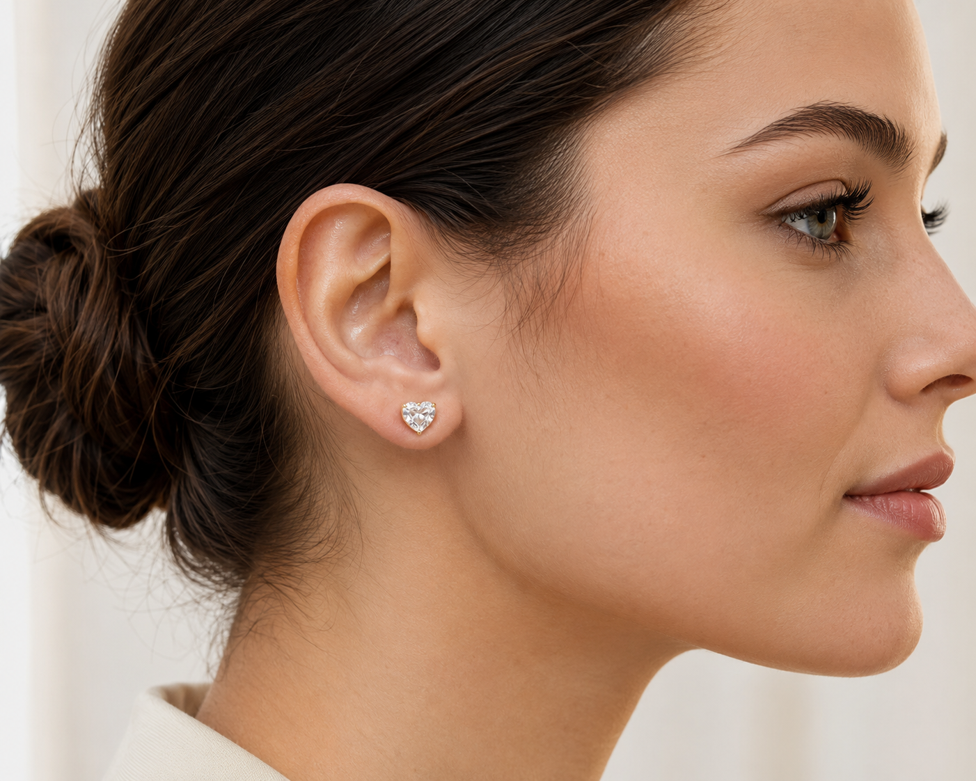 0.50 Carat Lab Grown Diamond Heart Cut Solitaire Earrings