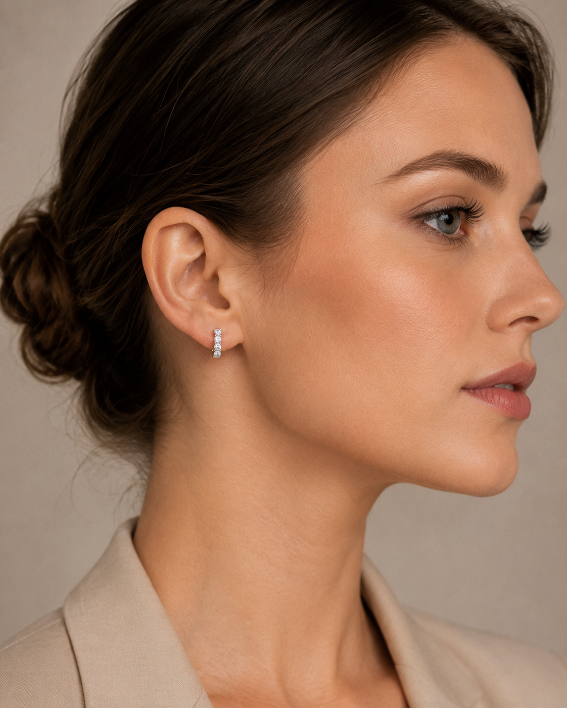 0.85 Carat Lab Grown Diamond Half Eternity Hoop Earrings