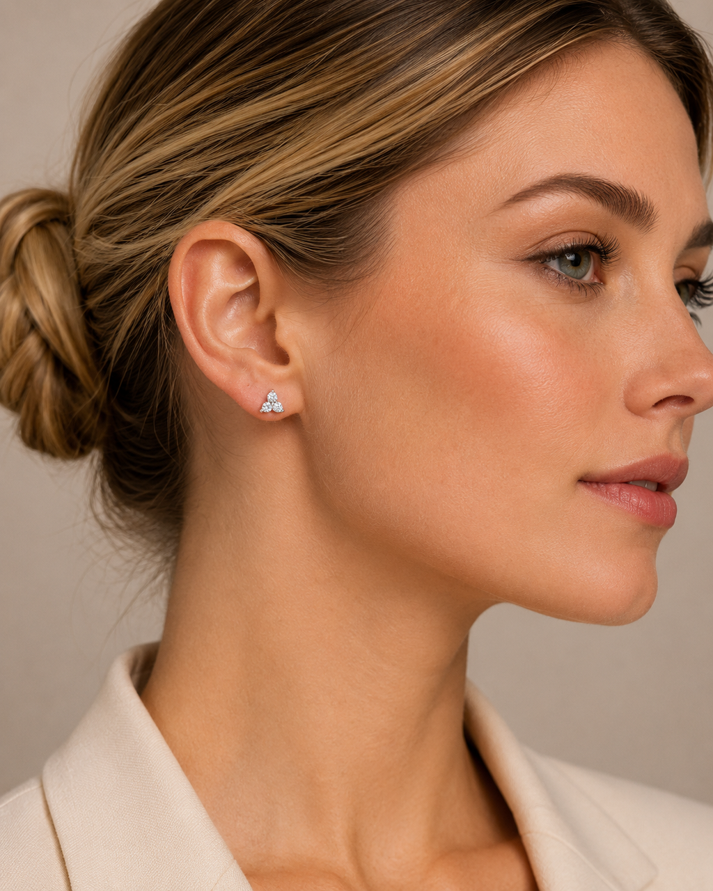 0.65 Carat Trilogy Lab Grown Diamond Pyramid Earrings