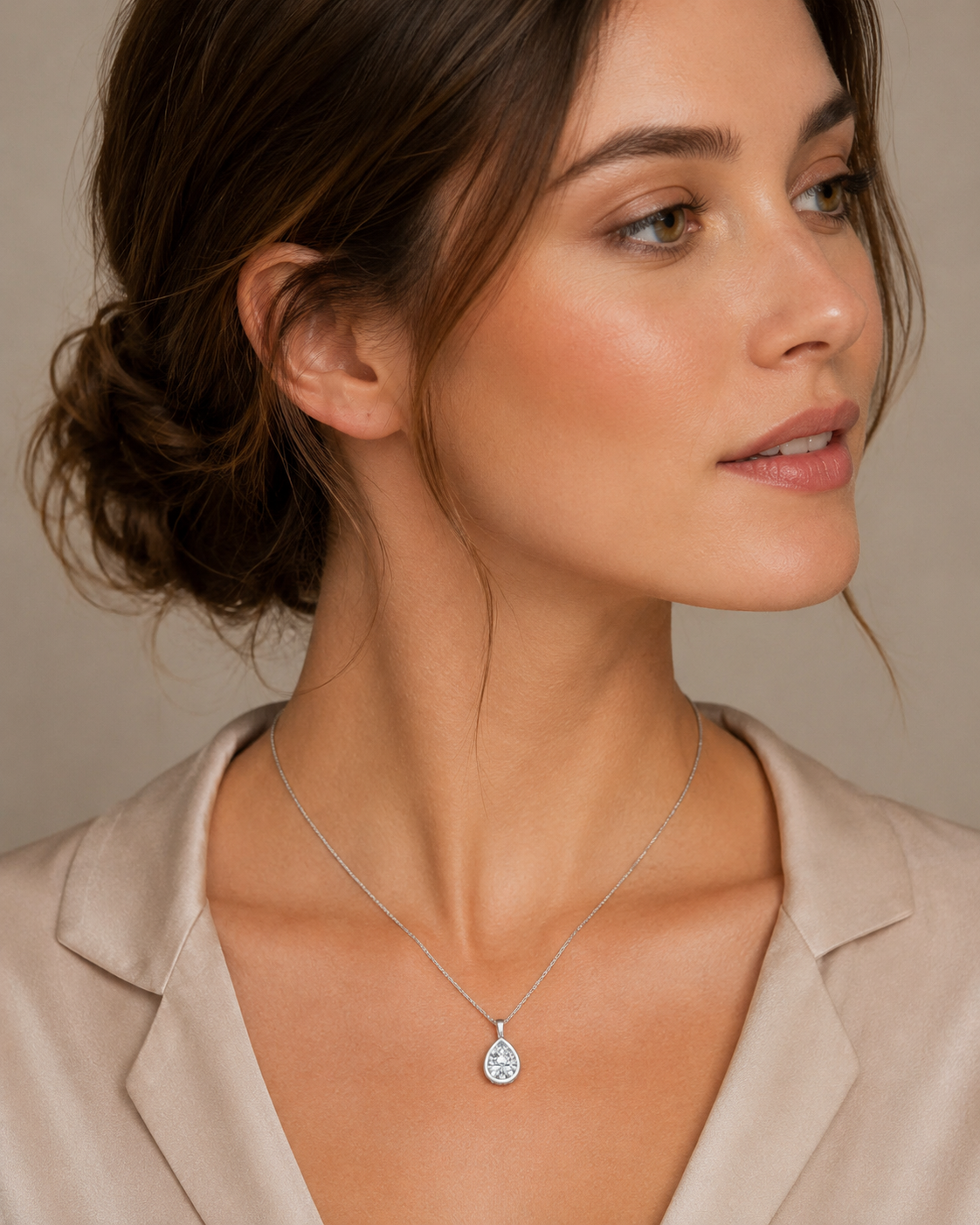 1 Carat Lab Grown Diamond Pear Cut Solitaire Pendant