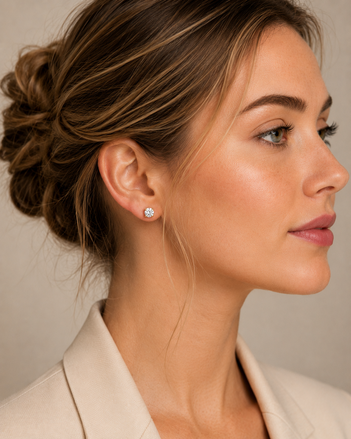1 Carat Lab Grown Diamond Solitaire Earrings