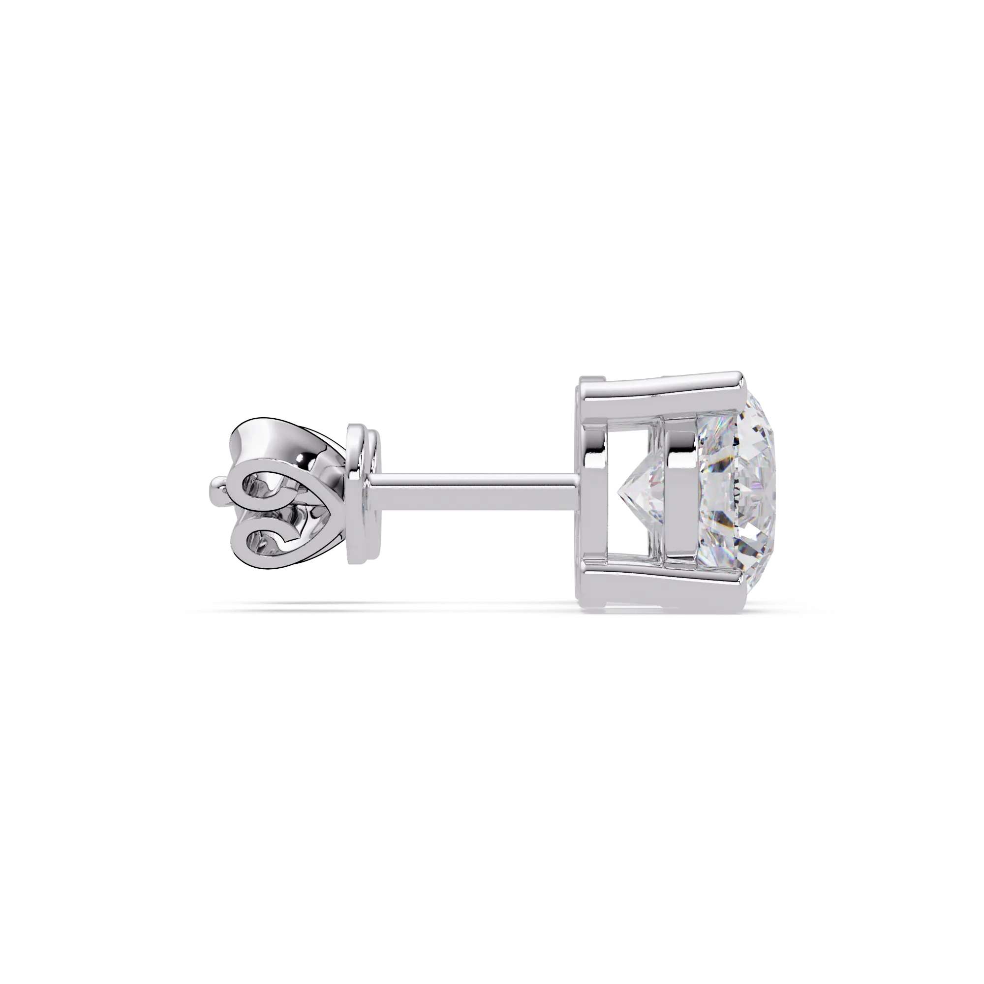 Gold Round Diamond Solitaire Stud Earrings – 4-Prong Classic