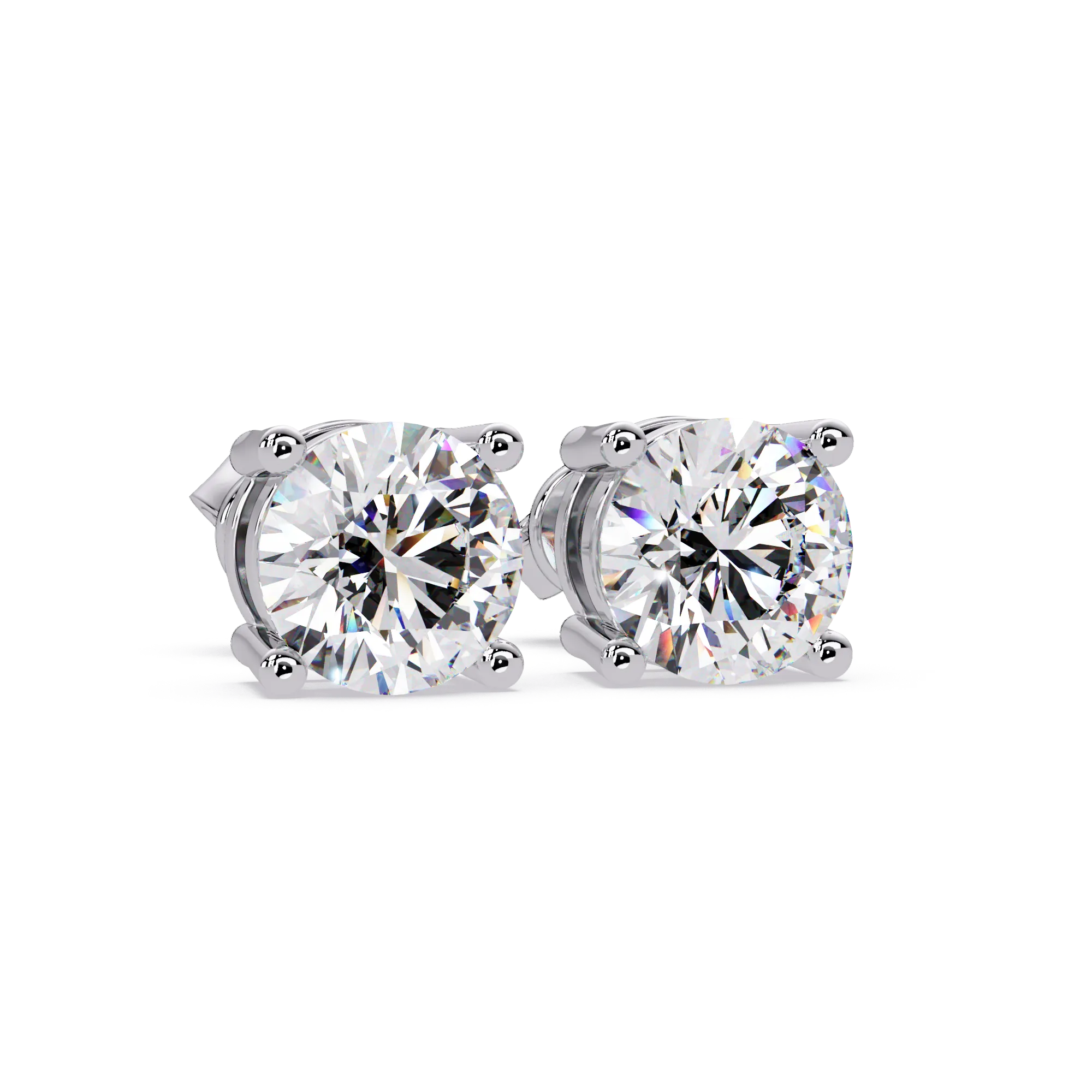 Gold Round Diamond Solitaire Stud Earrings – 4-Prong Classic