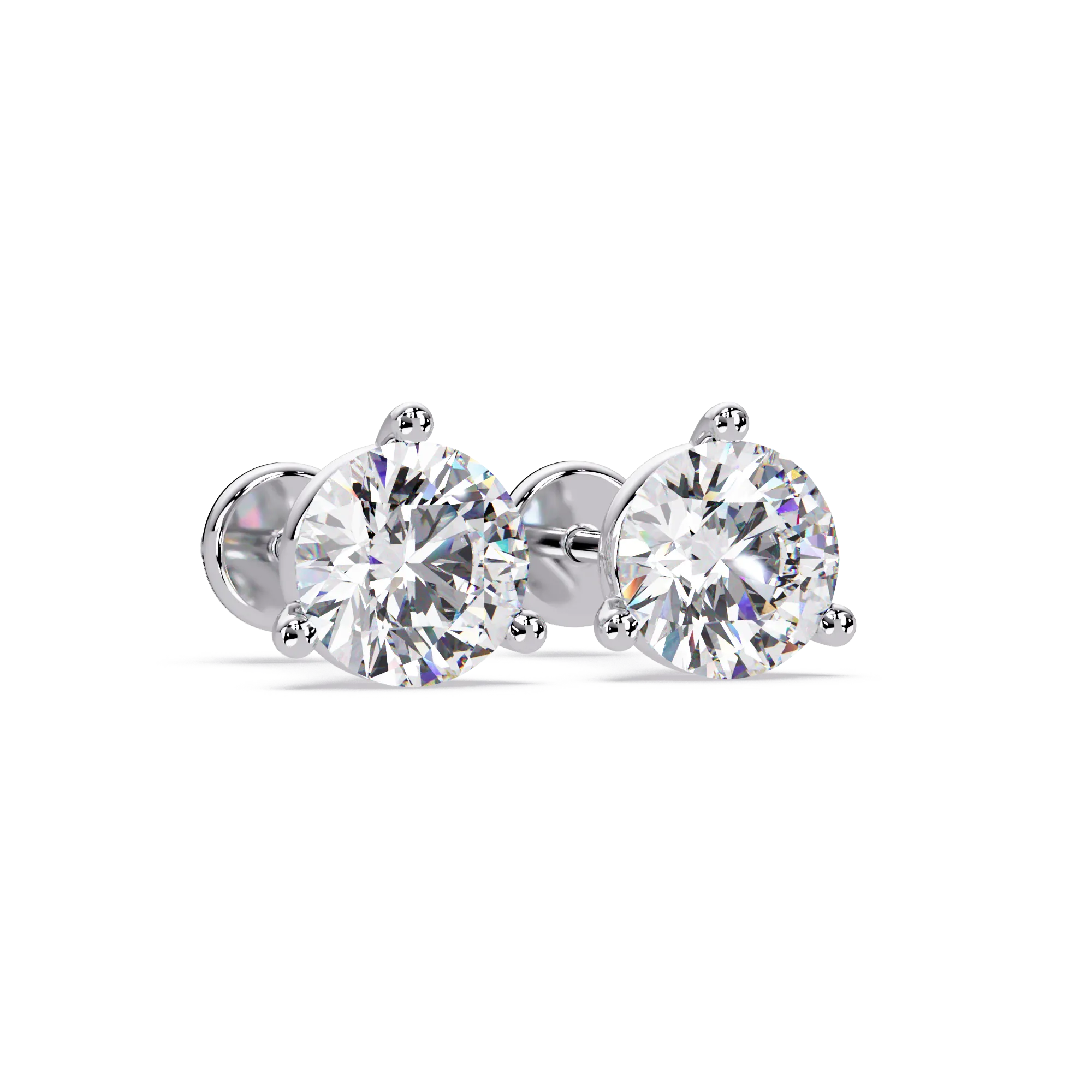 IGI Certified-2.50 Cts Lab Grown Diamond (VS/E-F) Solitaire Round Earring -925 Sterling Silver