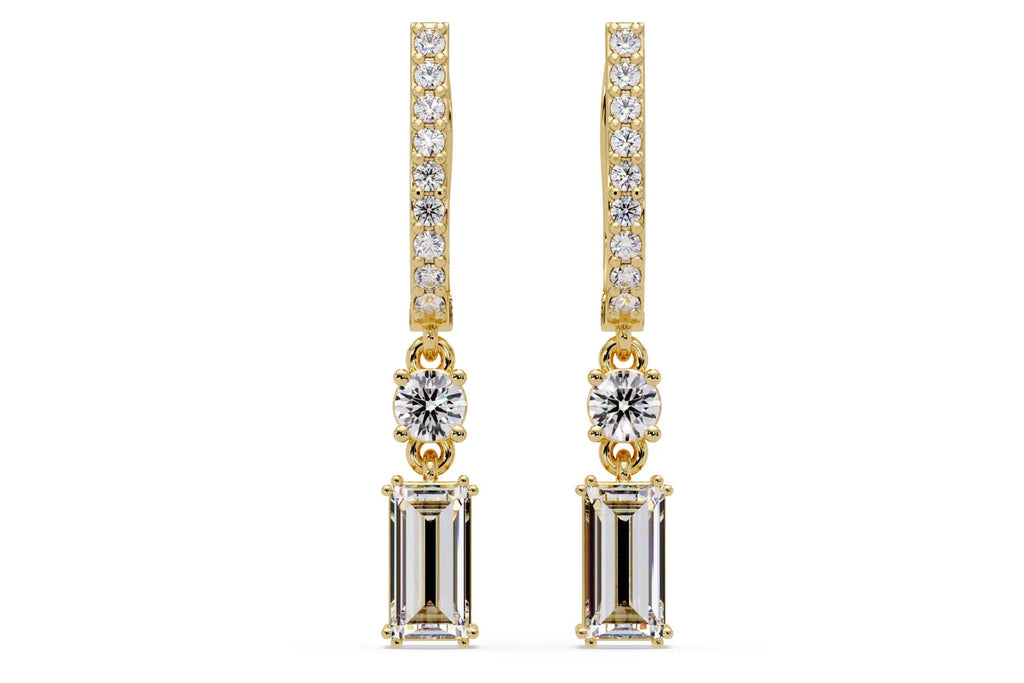 IGI Certified-1 Ct. Lab Grown Diamond (VS/E-F) Emerald-Cut & Round Diamond Drop Earring