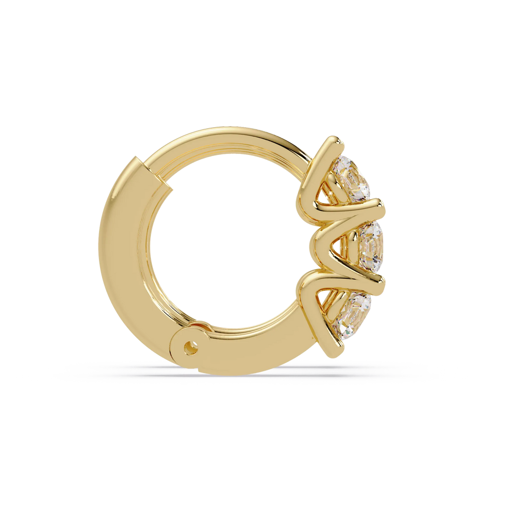 Trinity Glow Round-Cut Diamond Huggie Hoops in Gold