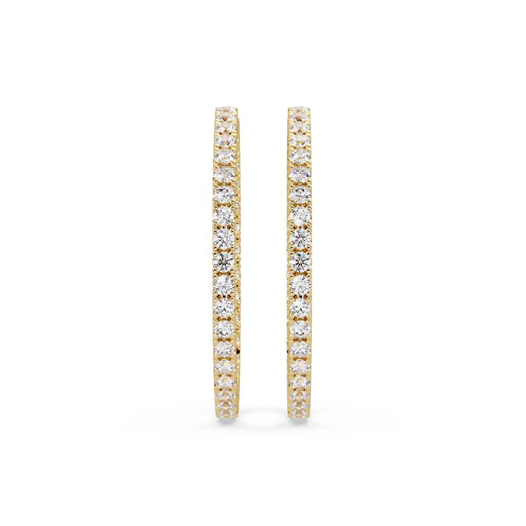 IGI Certified- 4 Ct. Lab Grown Diamond (VS/E-F) Eclipse Diamond Hoop Earrings – 70-Stone Brilliance Earring