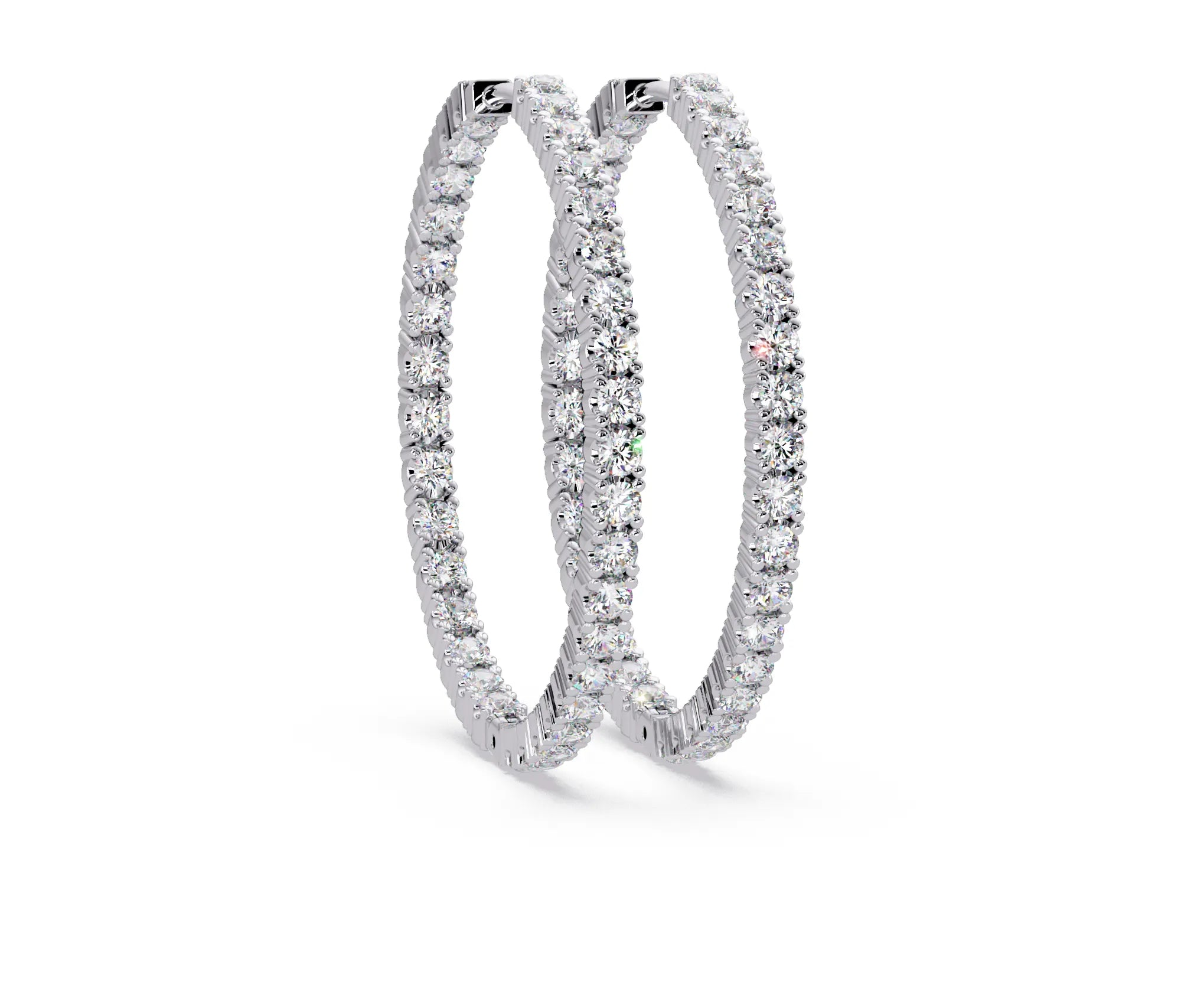 IGI Certified- 4 Ct. Lab Grown Diamond (VS/E-F) Eclipse Diamond Hoop Earrings – 70-Stone Brilliance Earring