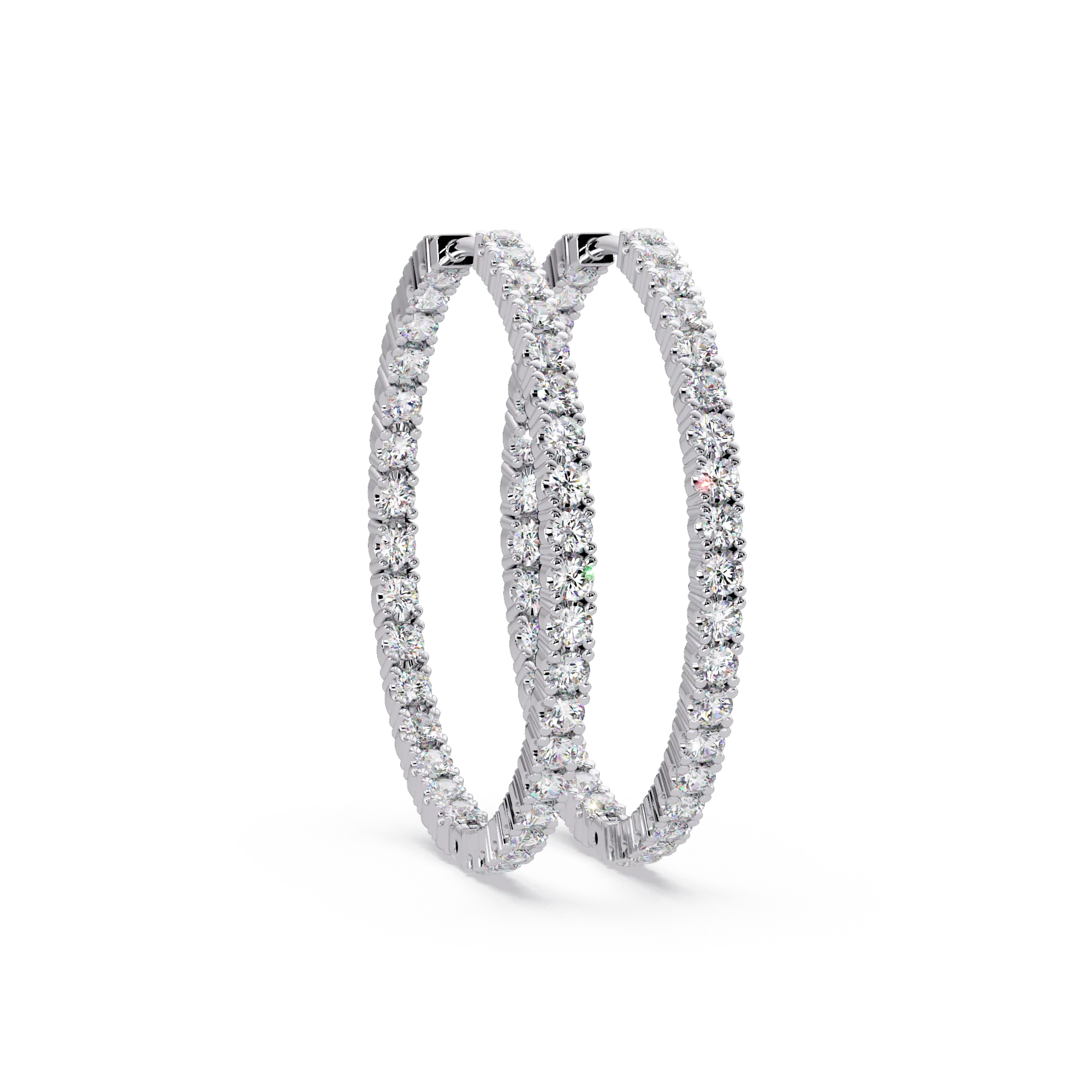 IGI Certified- 4 Ct. Lab Grown Diamond (VS/E-F) Eclipse Diamond Hoop Earrings – 70-Stone Brilliance Earring