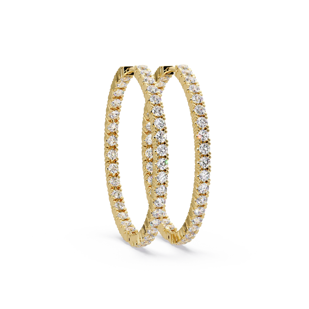 IGI Certified- 4 Ct. Lab Grown Diamond (VS/E-F) Eclipse Diamond Hoop Earrings – 70-Stone Brilliance Earring