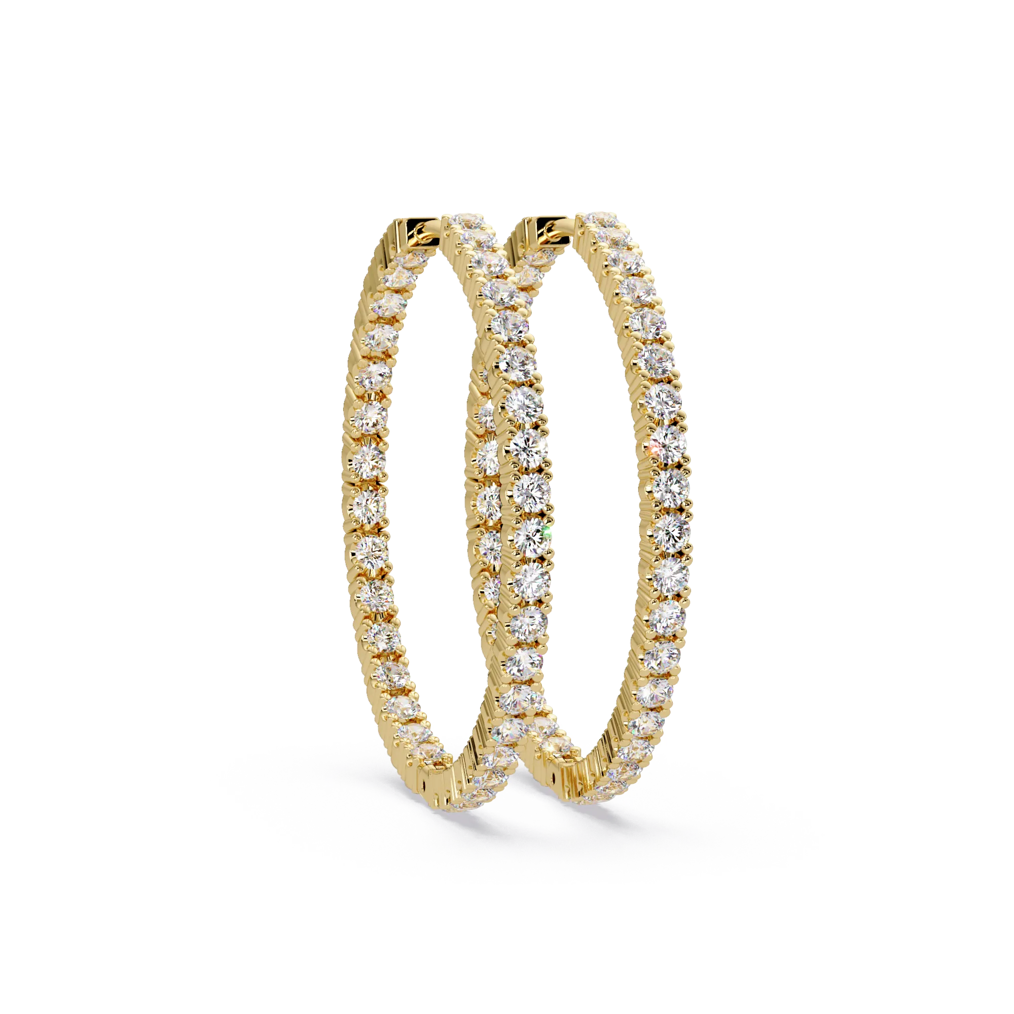 IGI Certified- 4 Ct. Lab Grown Diamond (VS/E-F) Eclipse Diamond Hoop Earrings – 70-Stone Brilliance Earring