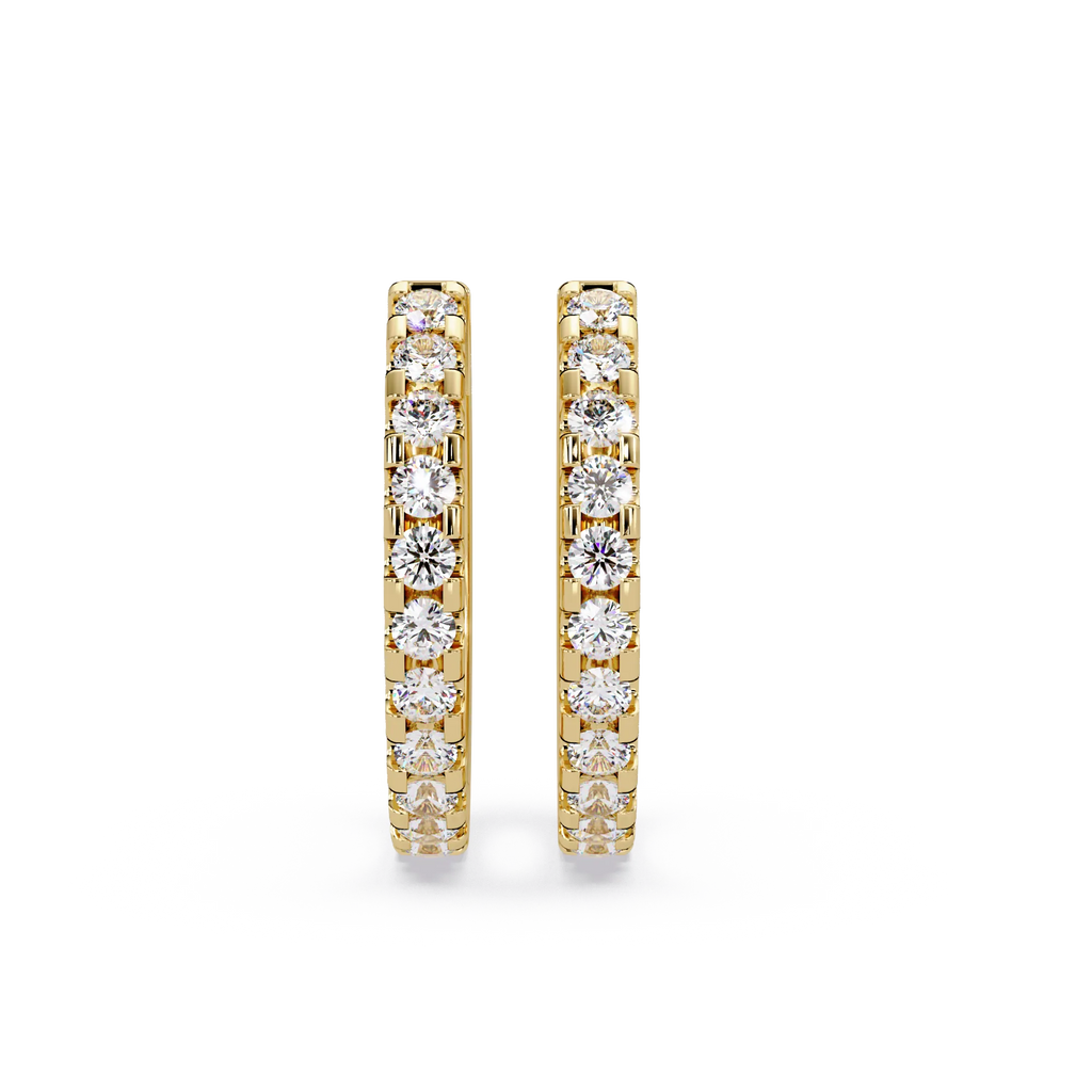 IGI Certified- 1/2 Ct. Lab Grown Diamond (VS/E-F) Yellow Gold Diamond Hoop Earrings with 22 Round Cut Stones Earring