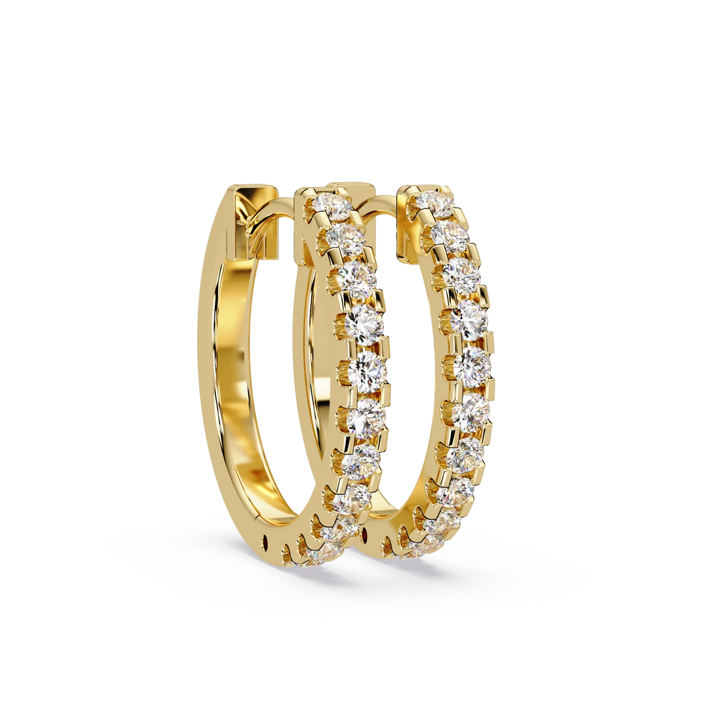 IGI Certified- 1/2 Ct. Lab Grown Diamond (VS/E-F) Yellow Gold Diamond Hoop Earrings with 22 Round Cut Stones Earring