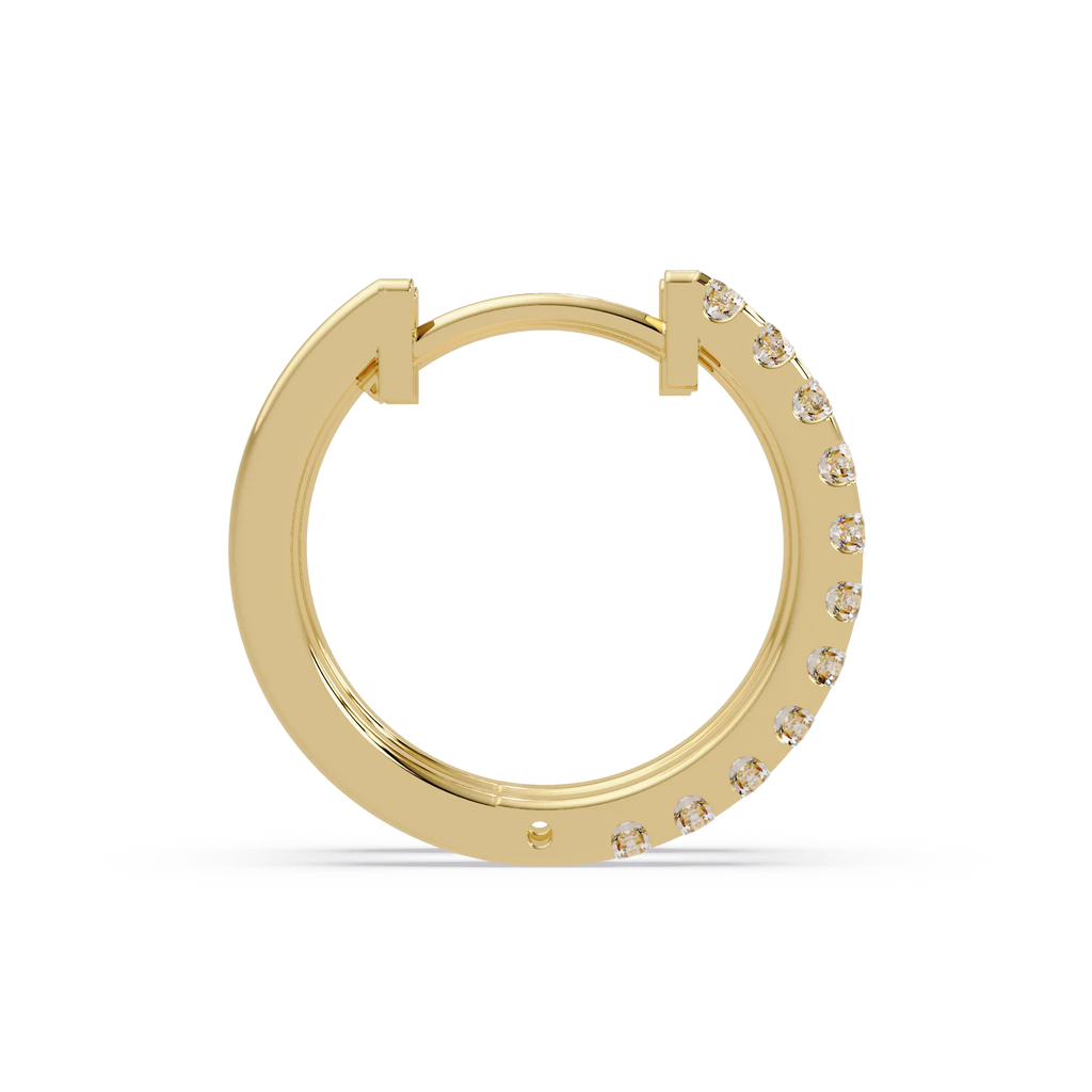 IGI Certified- 1/2 Ct. Lab Grown Diamond (VS/E-F) Yellow Gold Diamond Hoop Earrings with 22 Round Cut Stones Earring