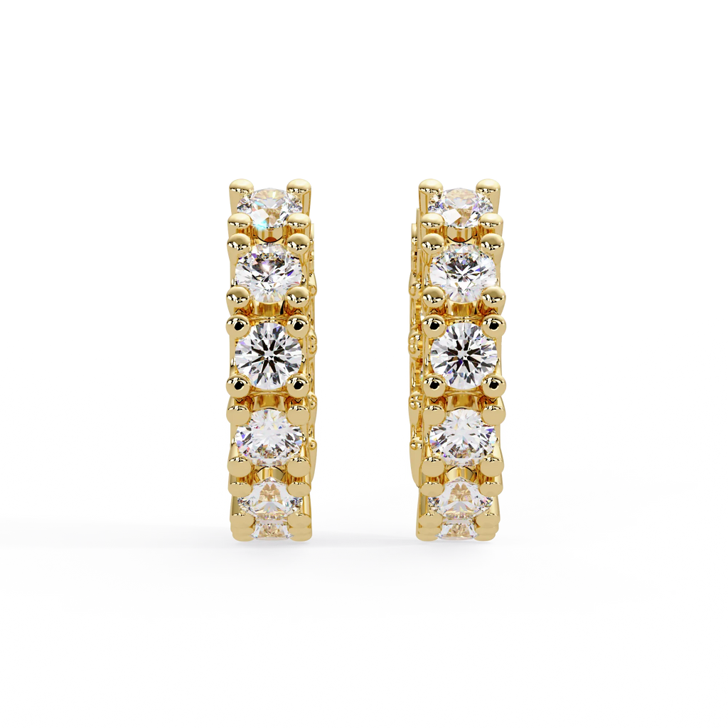 IGI Certified- 1.5 Ct. Lab Grown Diamond (VS/E-F) Luxury Gold Hoop Earrings with Round-Cut Diamonds Earring