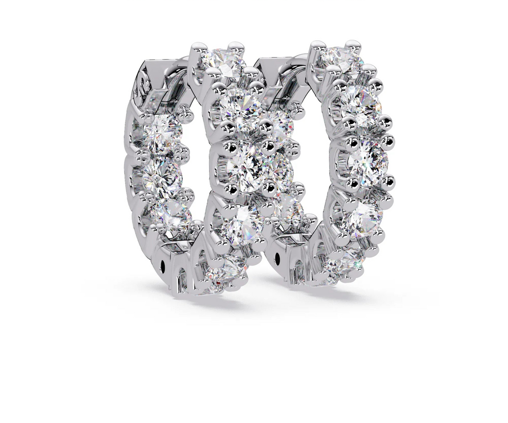 IGI Certified- 1.5 Ct. Lab Grown Diamond (VS/E-F) Luxury Gold Hoop Earrings with Round-Cut Diamonds Earring
