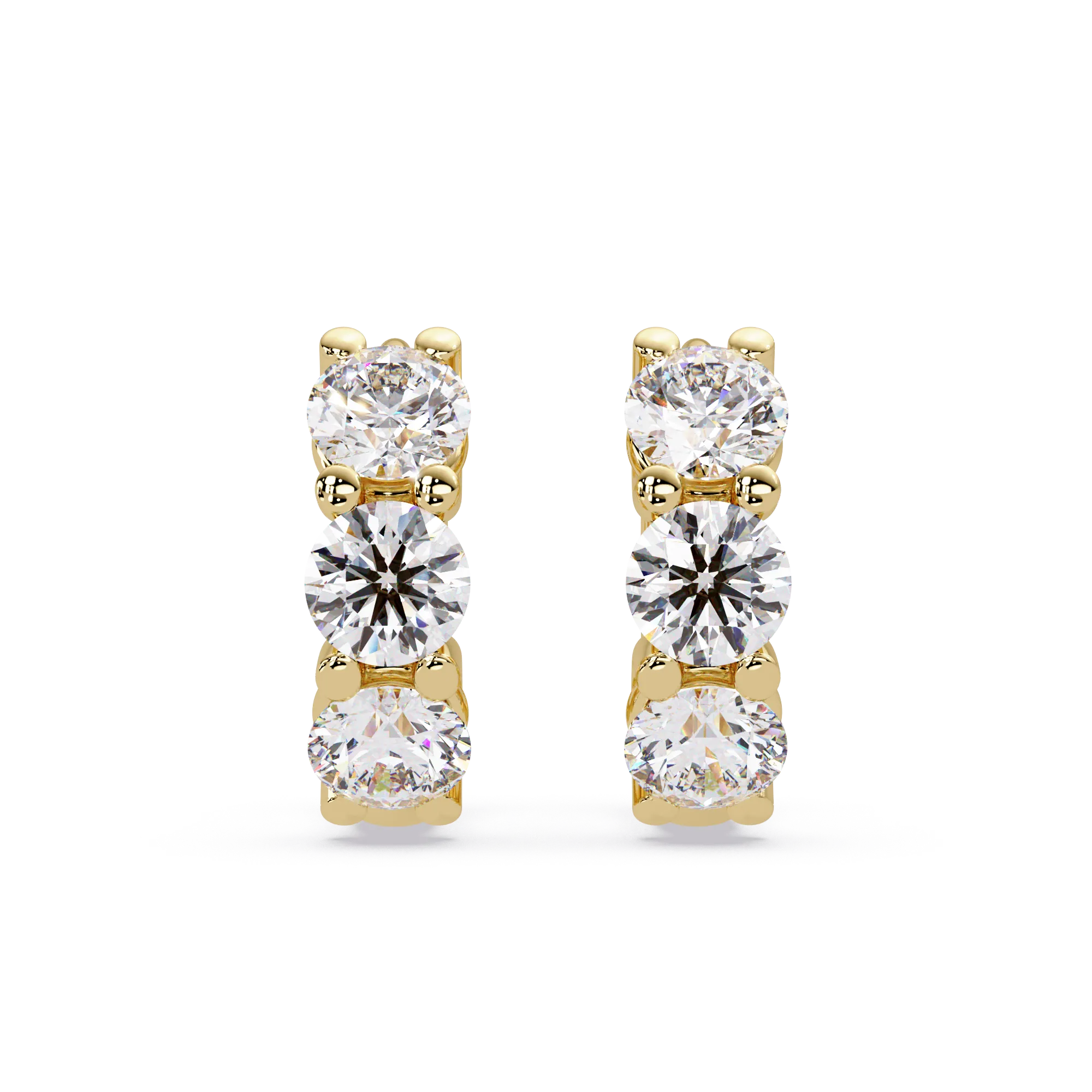 IGI Certified- 3 Ct. Lab Grown Diamond (VS/E-F) 3-Stone Diamond Hoop Earrings