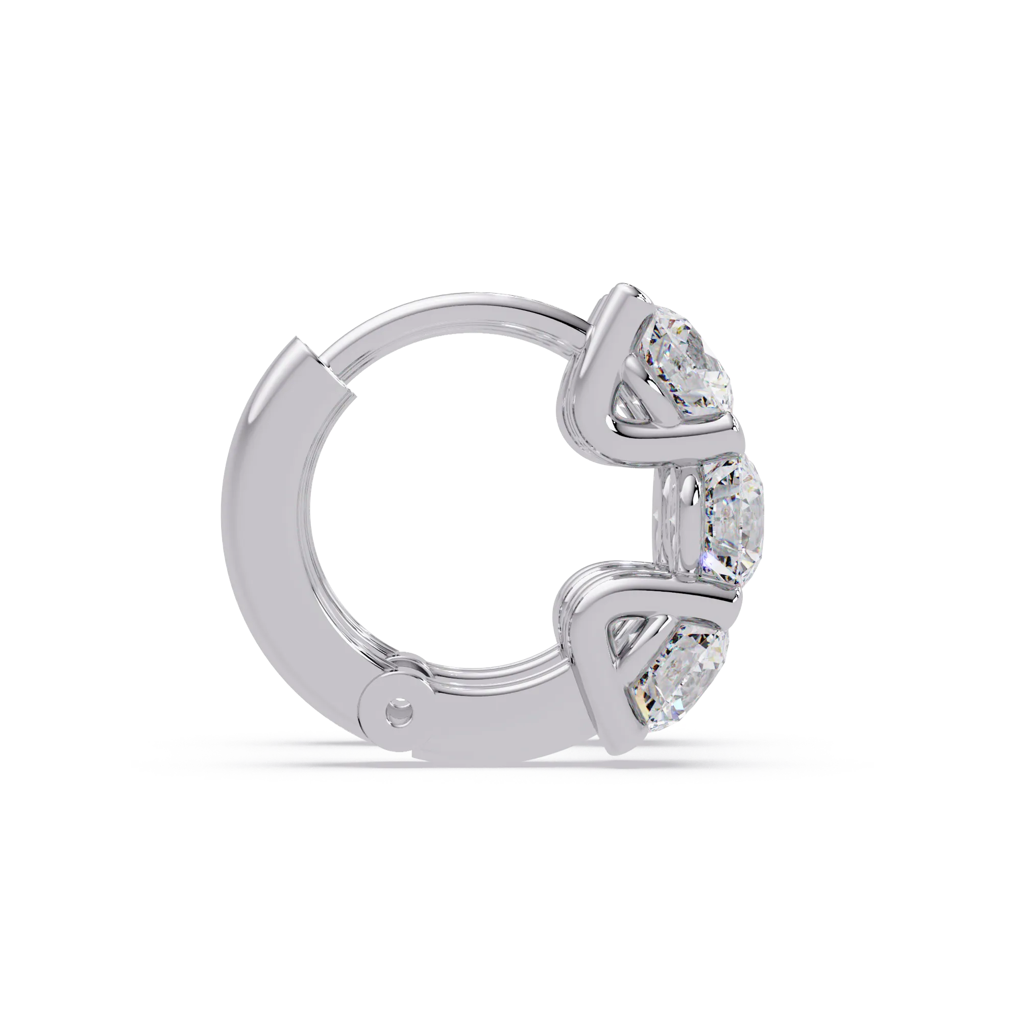 IGI Certified- 3 Ct. Lab Grown Diamond (VS/E-F) 3-Stone Diamond Hoop Earrings