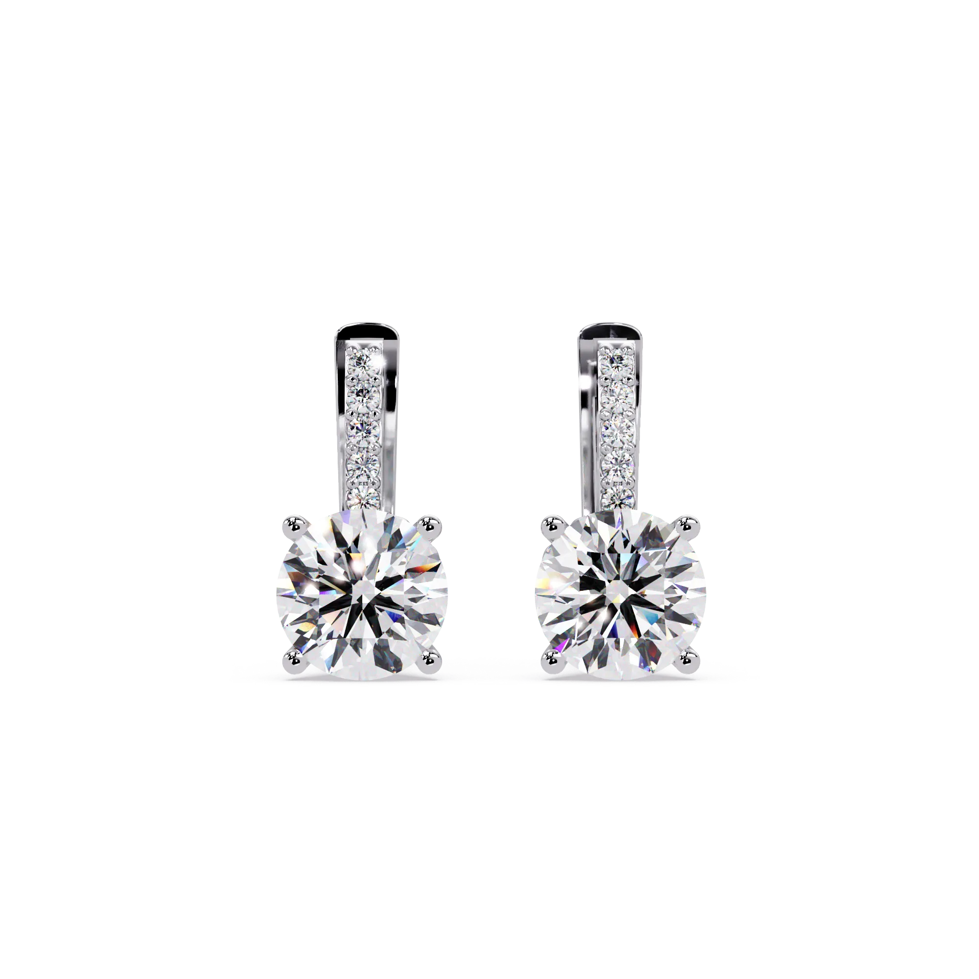 IGI Certified- 4 Ct. Lab Grown Diamond (VS/E-F) Elegant Round Cut Gemstone Dangle Earrings with Pavé Accents Earring