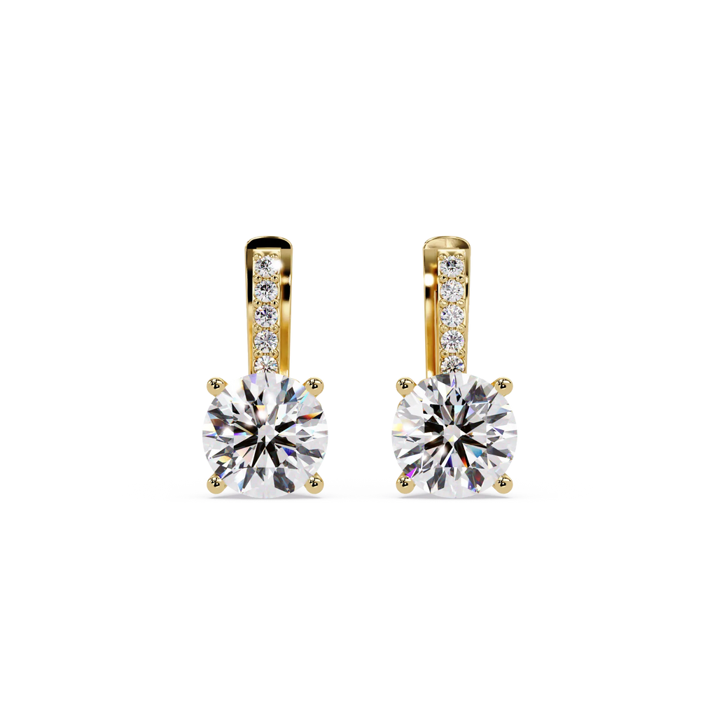 IGI Certified- 4 Ct. Lab Grown Diamond (VS/E-F) Elegant Round Cut Gemstone Dangle Earrings with Pavé Accents Earring