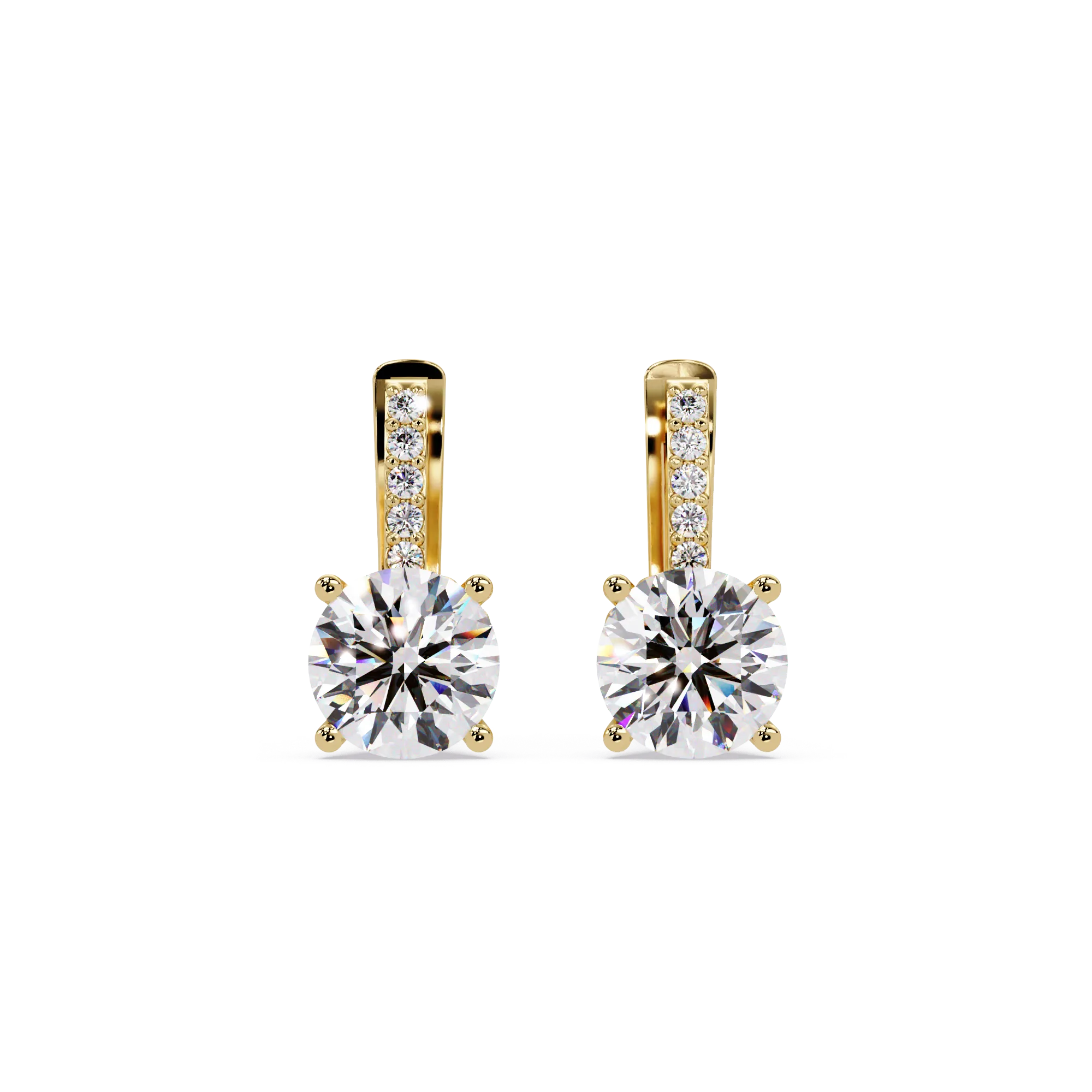 IGI Certified- 4 Ct. Lab Grown Diamond (VS/E-F) Elegant Round Cut Gemstone Dangle Earrings with Pavé Accents Earring