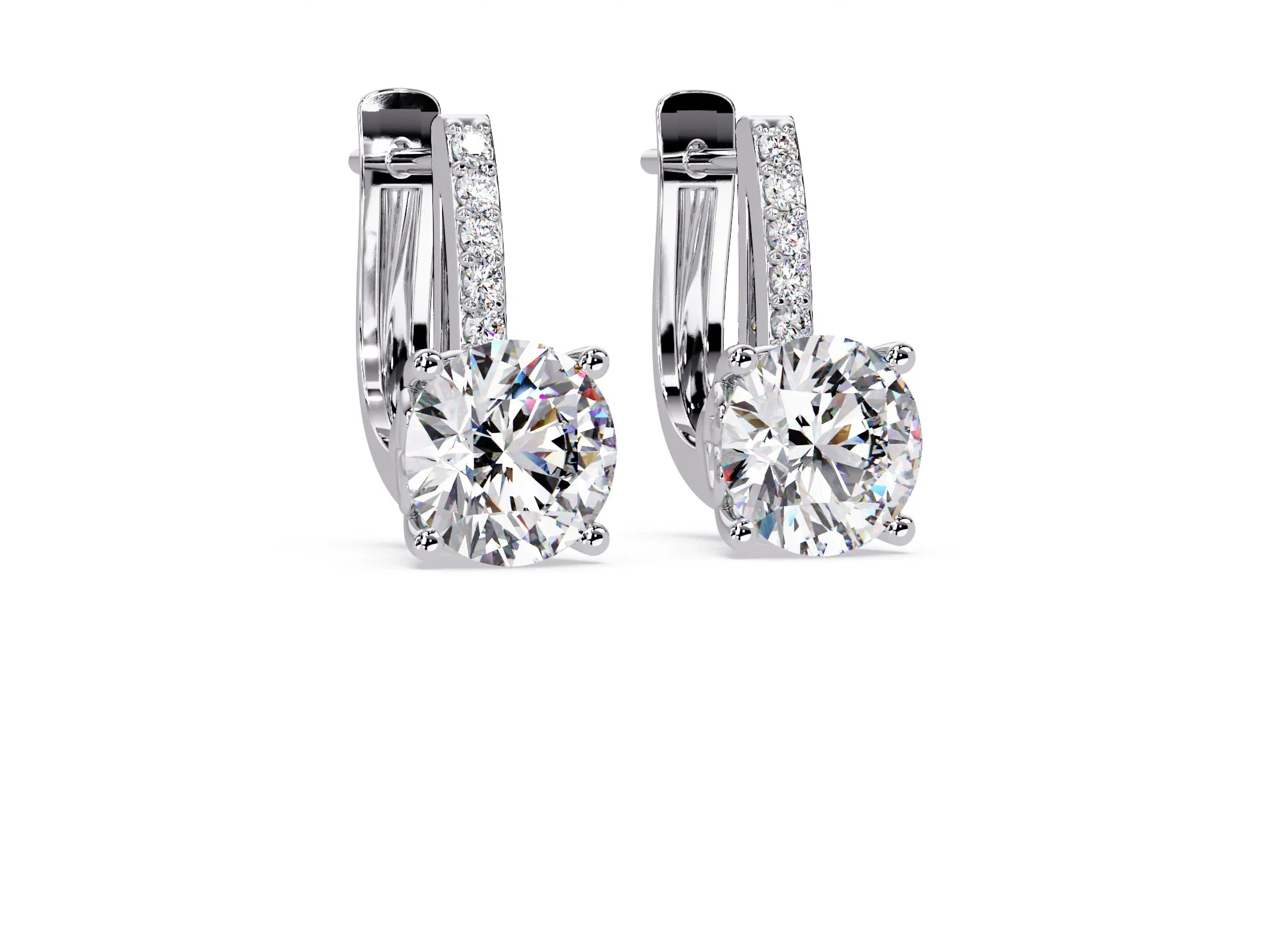 IGI Certified- 4 Ct. Lab Grown Diamond (VS/E-F) Elegant Round Cut Gemstone Dangle Earrings with Pavé Accents Earring