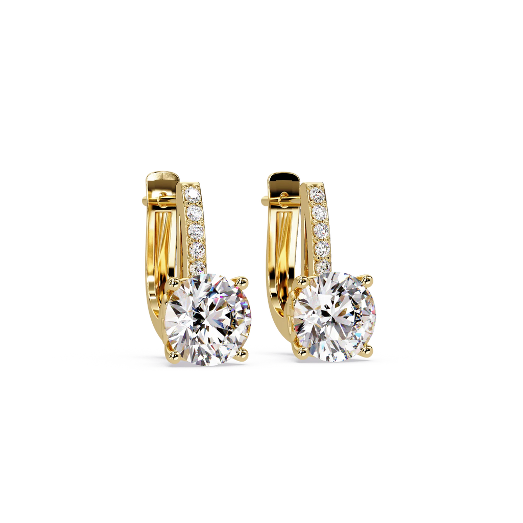 IGI Certified- 4 Ct. Lab Grown Diamond (VS/E-F) Elegant Round Cut Gemstone Dangle Earrings with Pavé Accents Earring