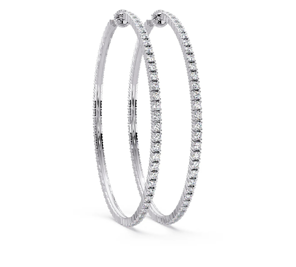 IGI Certified- 7.5 Ct. Lab Grown Diamond (VS/E-F) Diamond Hoop Earrings