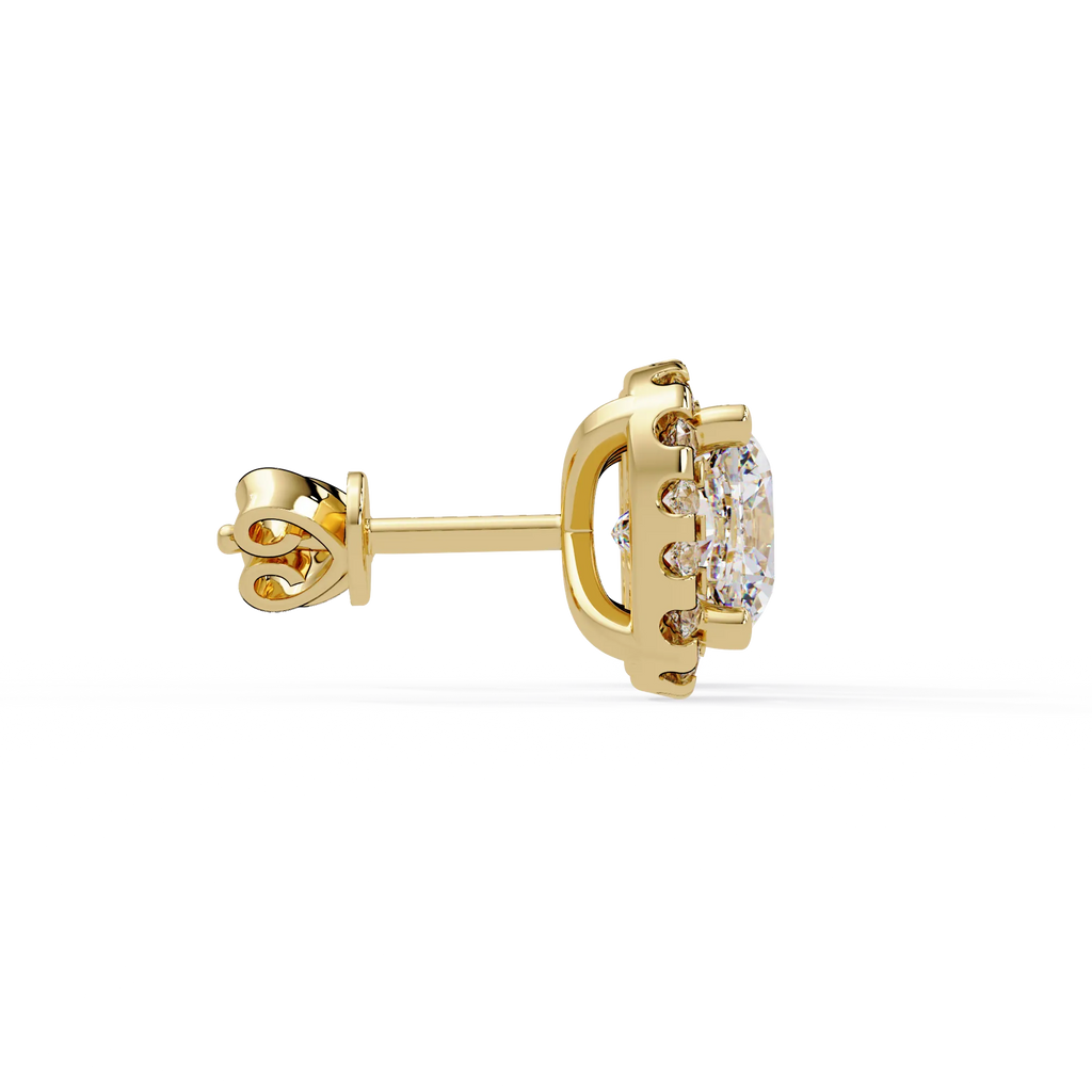 IGI Certified- 4 Ct. Lab Grown Diamond (VS/E-F) Cushion Cut Diamond Earrings with Halo Setting Earring
