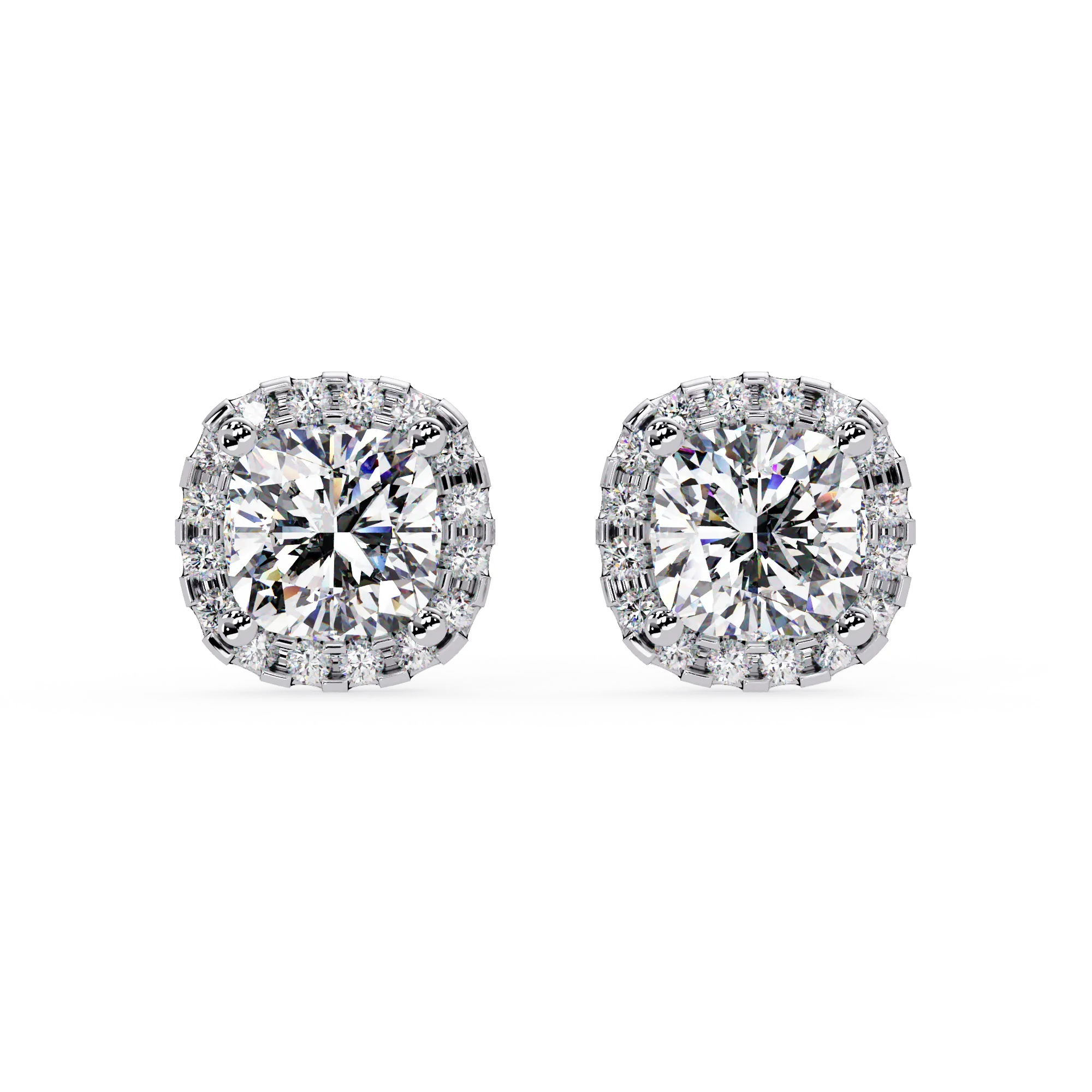 IGI Certified- 4 Ct. Lab Grown Diamond (VS/E-F) Cushion Cut Diamond Earrings with Halo Setting Earring