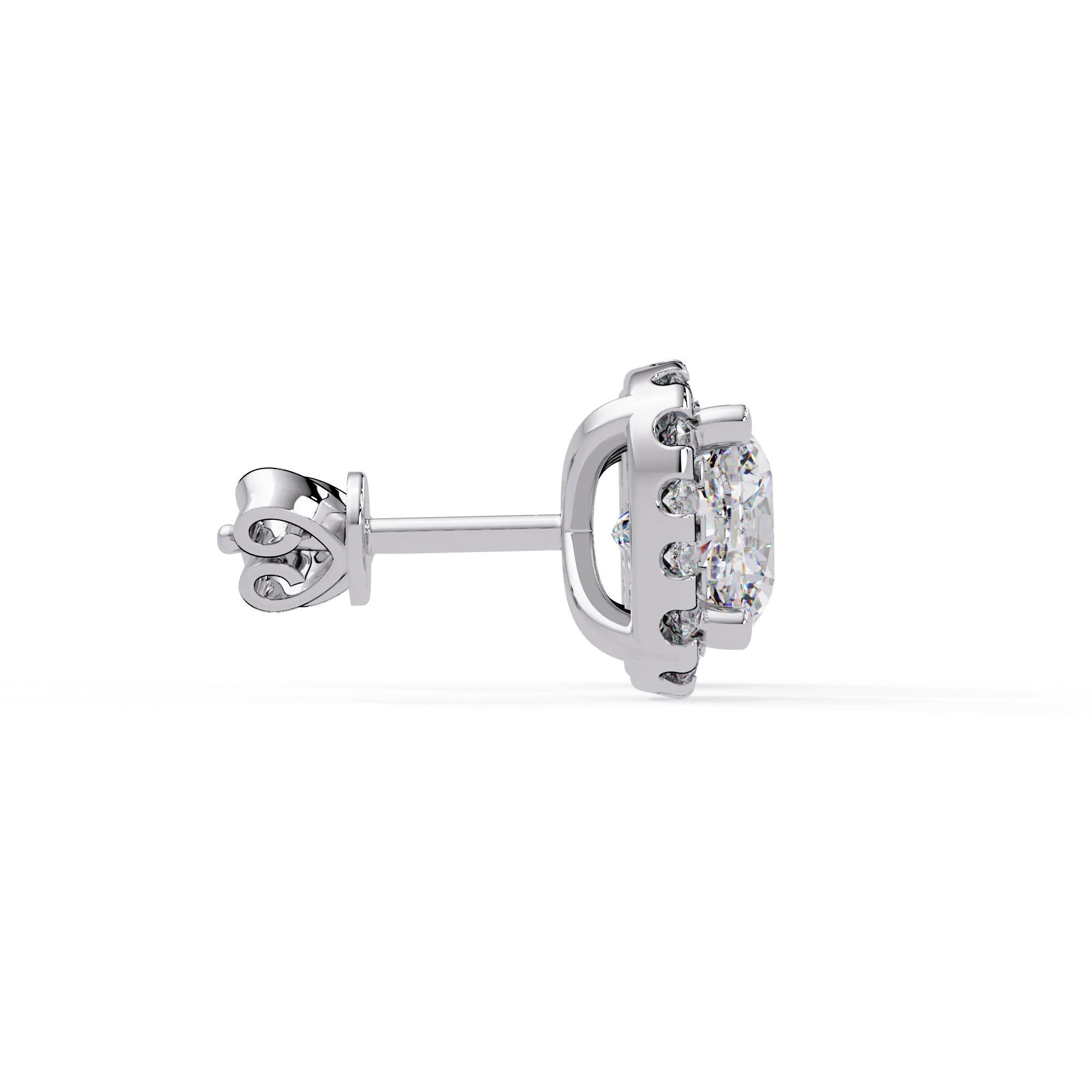 IGI Certified- 4 Ct. Lab Grown Diamond (VS/E-F) Cushion Cut Diamond Earrings with Halo Setting Earring