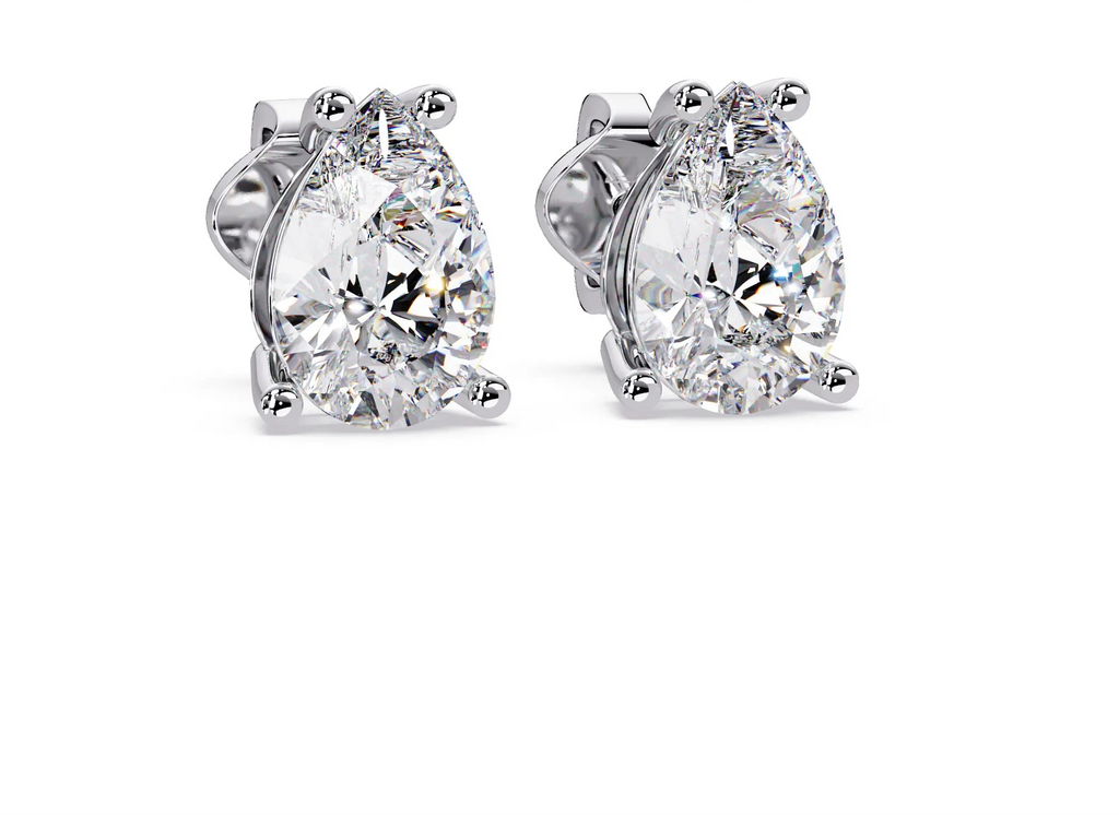 IGI Certified- 3 Ct. Lab Grown Diamond (VS/E-F) Pear Cut Diamond Stud Earrings