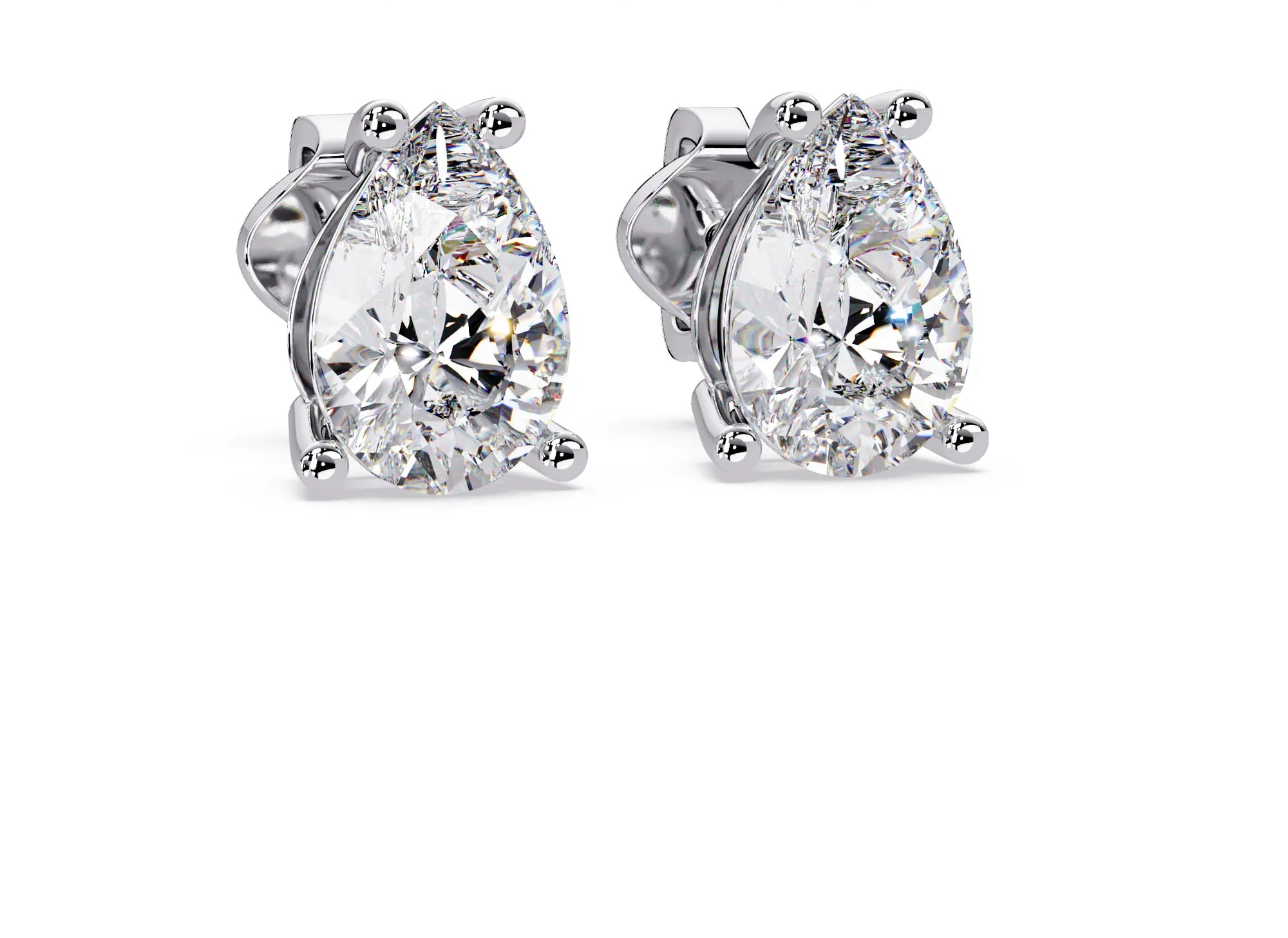IGI Certified- 3 Ct. Lab Grown Diamond (VS/E-F) Pear Cut Diamond Stud Earrings