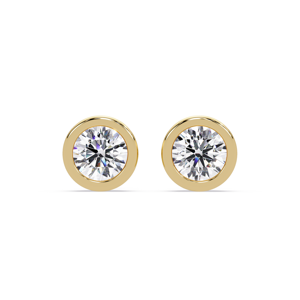 IGI Certified- 7.5 Ct. Lab Grown Diamond (VS/E-F) Dazzling Round Diamond Stud Earrings with Bezel Setting Earring
