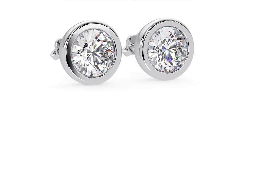 IGI Certified- 7.5 Ct. Lab Grown Diamond (VS/E-F) Dazzling Round Diamond Stud Earrings with Bezel Setting Earring