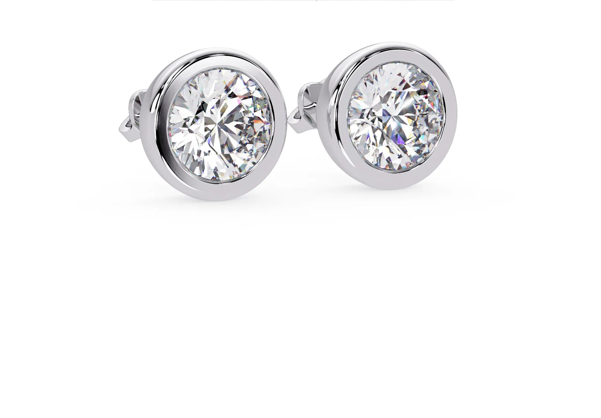 IGI Certified- 7.5 Ct. Lab Grown Diamond (VS/E-F) Dazzling Round Diamond Stud Earrings with Bezel Setting Earring