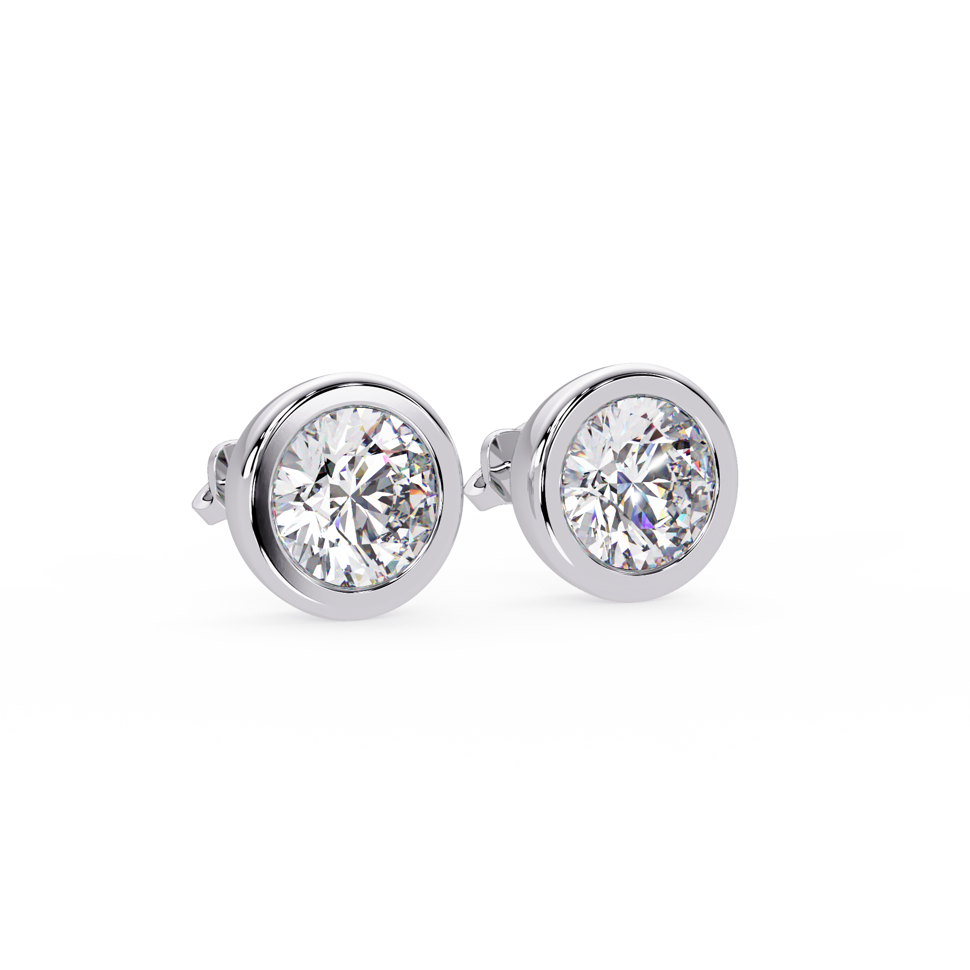 IGI Certified- 7.5 Ct. Lab Grown Diamond (VS/E-F) Dazzling Round Diamond Stud Earrings with Bezel Setting Earring