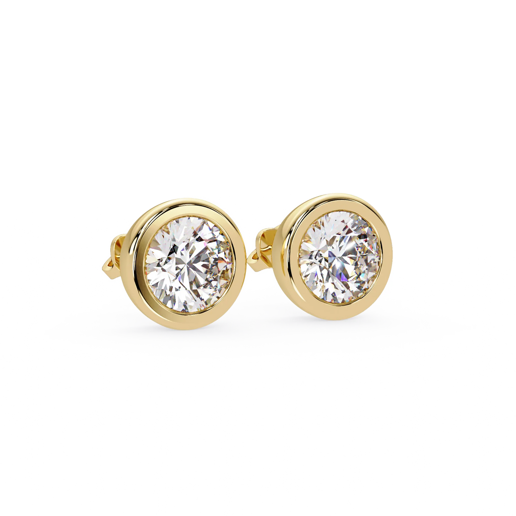 IGI Certified- 7.5 Ct. Lab Grown Diamond (VS/E-F) Dazzling Round Diamond Stud Earrings with Bezel Setting Earring