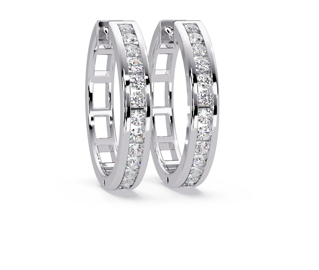 IGI Certified-1/2 Ct. Lab Grown Diamond (VS/E-F) Radiant Diamond Hoop Earrings