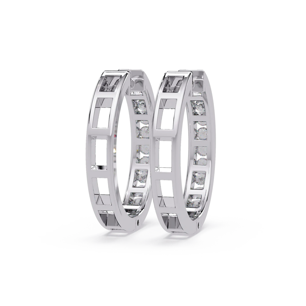 IGI Certified-1/2 Ct. Lab Grown Diamond (VS/E-F) Radiant Diamond Hoop Earrings